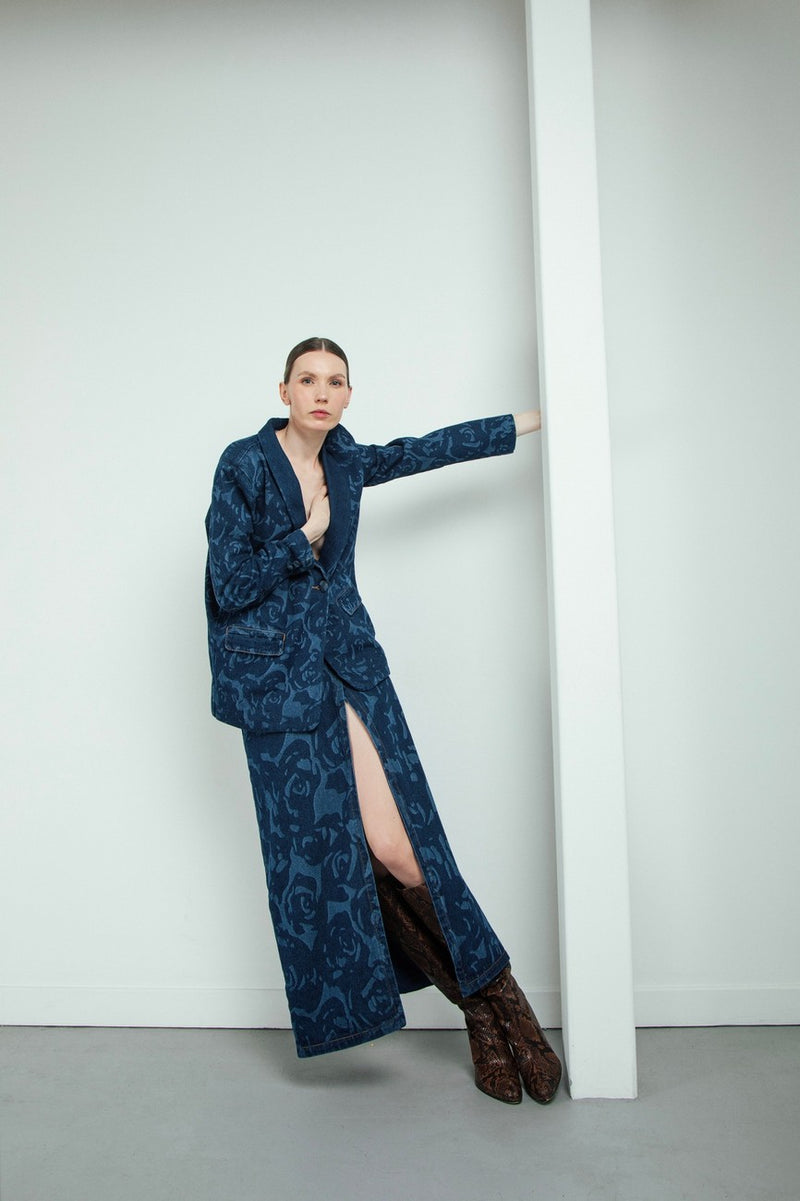 Blazer Denim Laser Flores