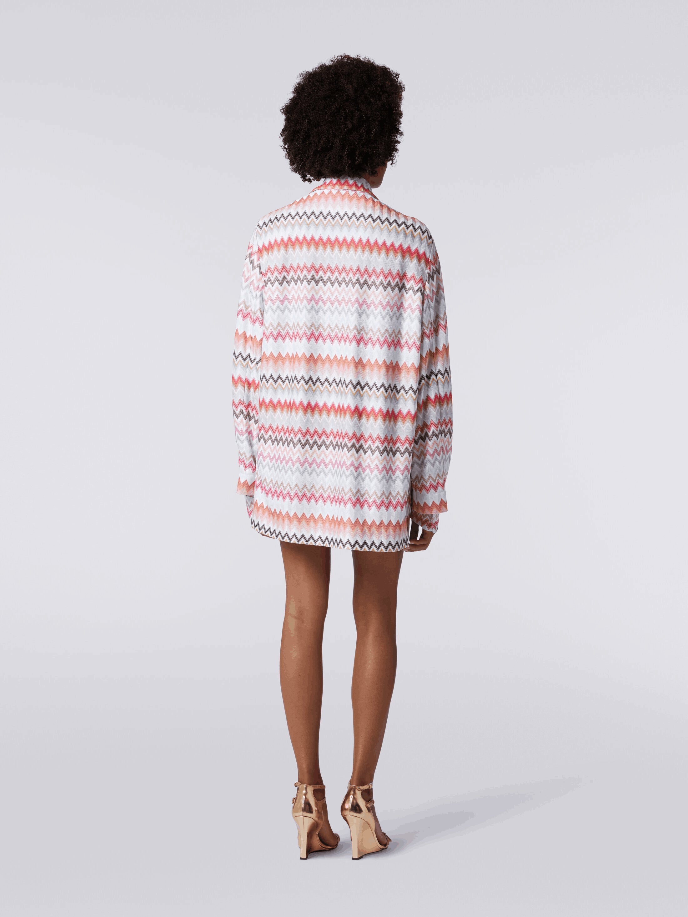 Blazer Cruzado de Algodón y Viscosa con Estampado Zigzag