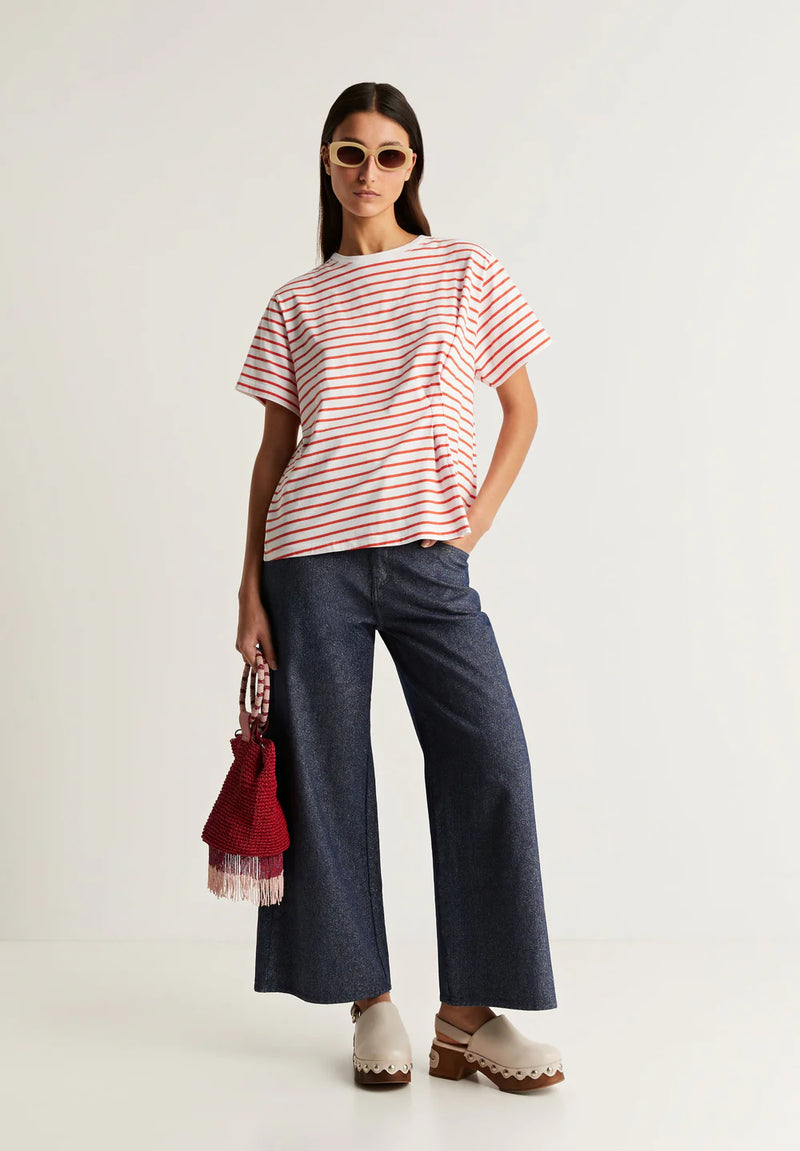 T-Shirt Pleat Stripes Tee