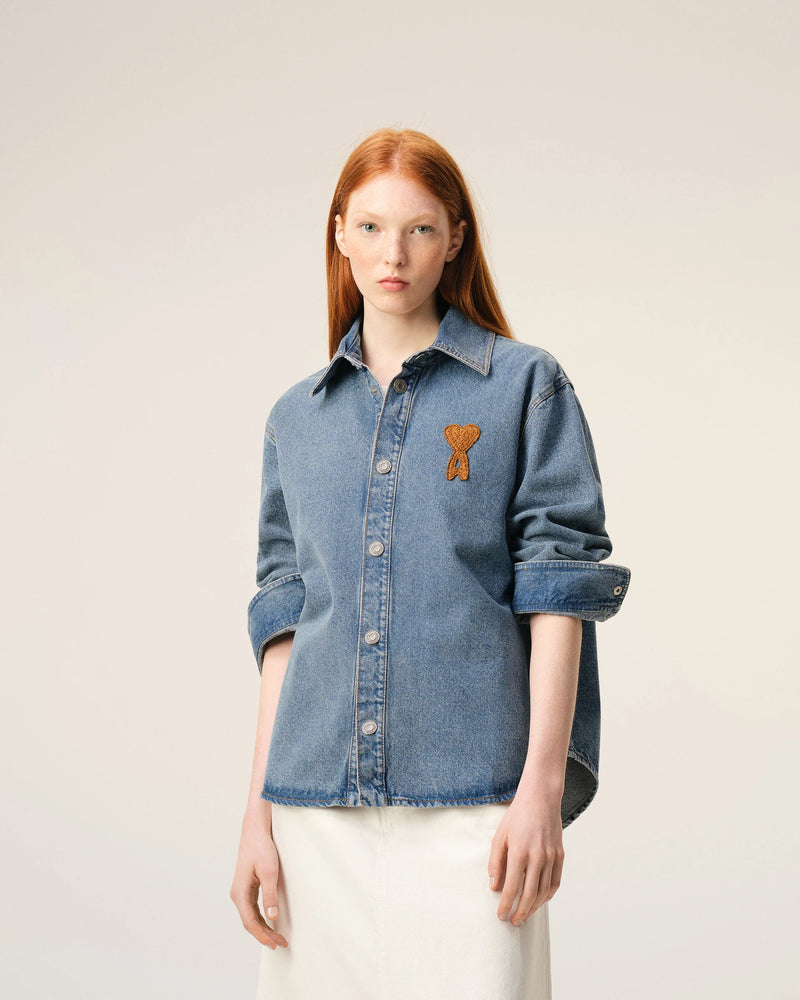 Sobrecamisa De Punto Azul De Algodón Ami De Coeur Unisex