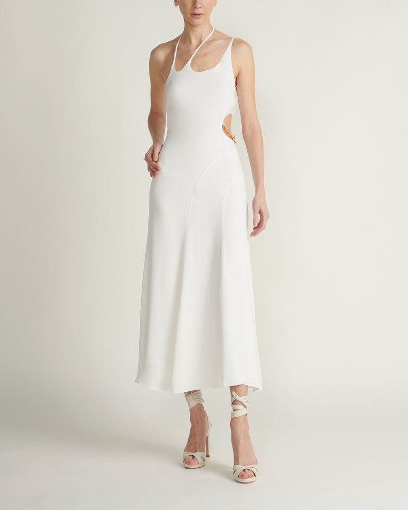 Midi Vestido Morena Cut Out Textured Crepe