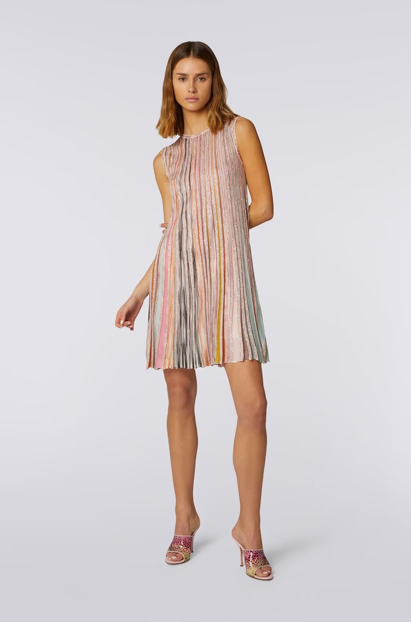 Midi Vestido Partialized Sequins Pink