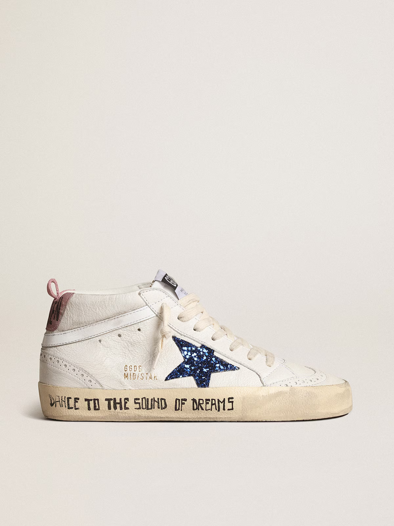 Zapatilla Golden Goose Mid Star Nappa Leather Glitter Star Heel Signature Mujer