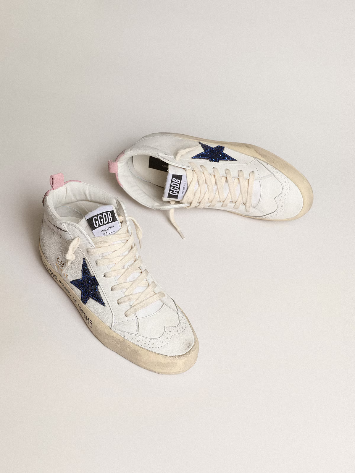 Zapatilla Golden Goose Mid Star Nappa Leather Glitter Star Heel Signature Mujer