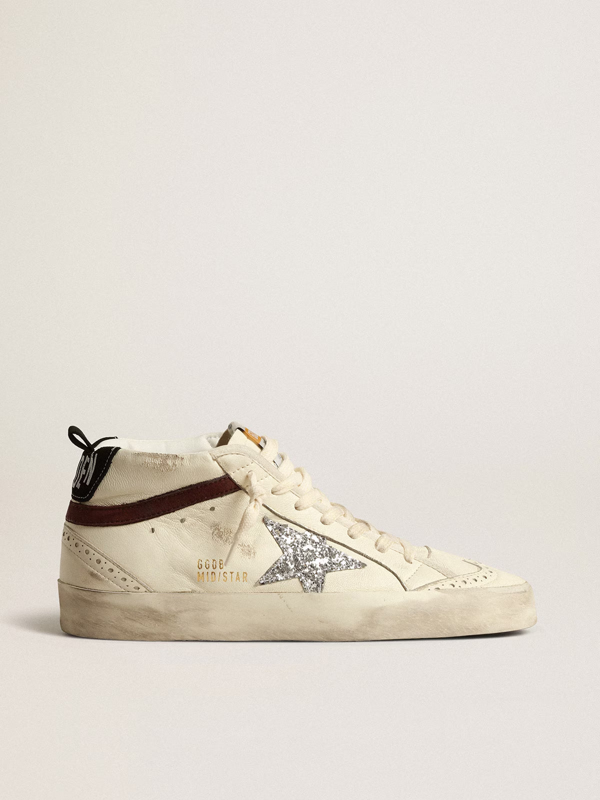 Zapatillas Golden Goose Mid Star Nappa Leather Glitter Star Suede Heel Mujer