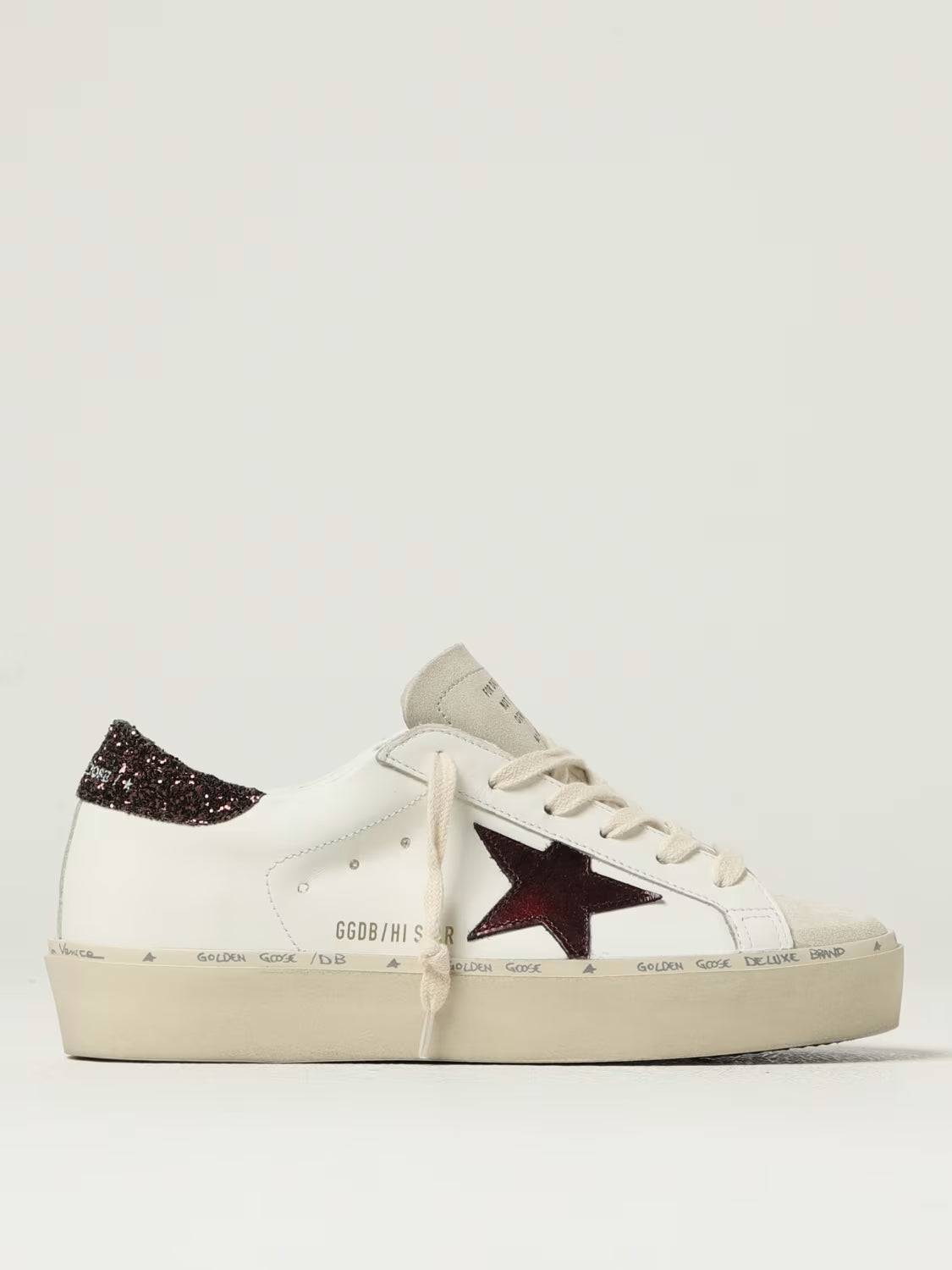 Zapatillas Golden Goose Hi Star Leather Toe And Star Glitter Mujer