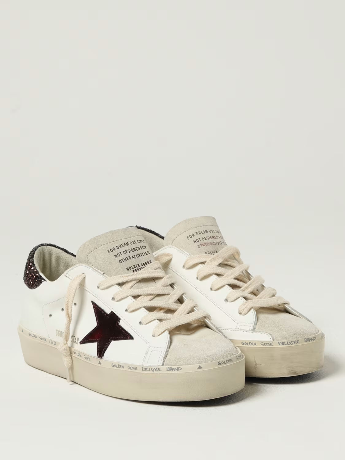 Zapatillas Golden Goose Hi Star Leather Toe And Star Glitter Mujer