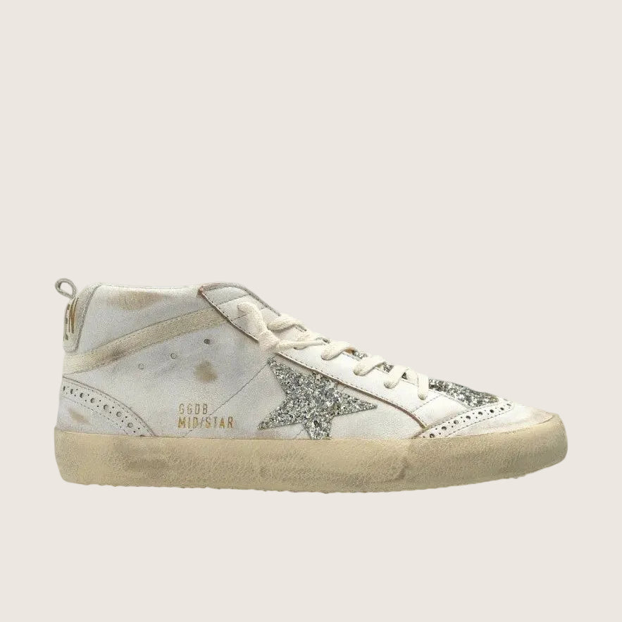 Zapatillas Golden Goose Mid Star Leather Glitter Tongue And Star Mujer