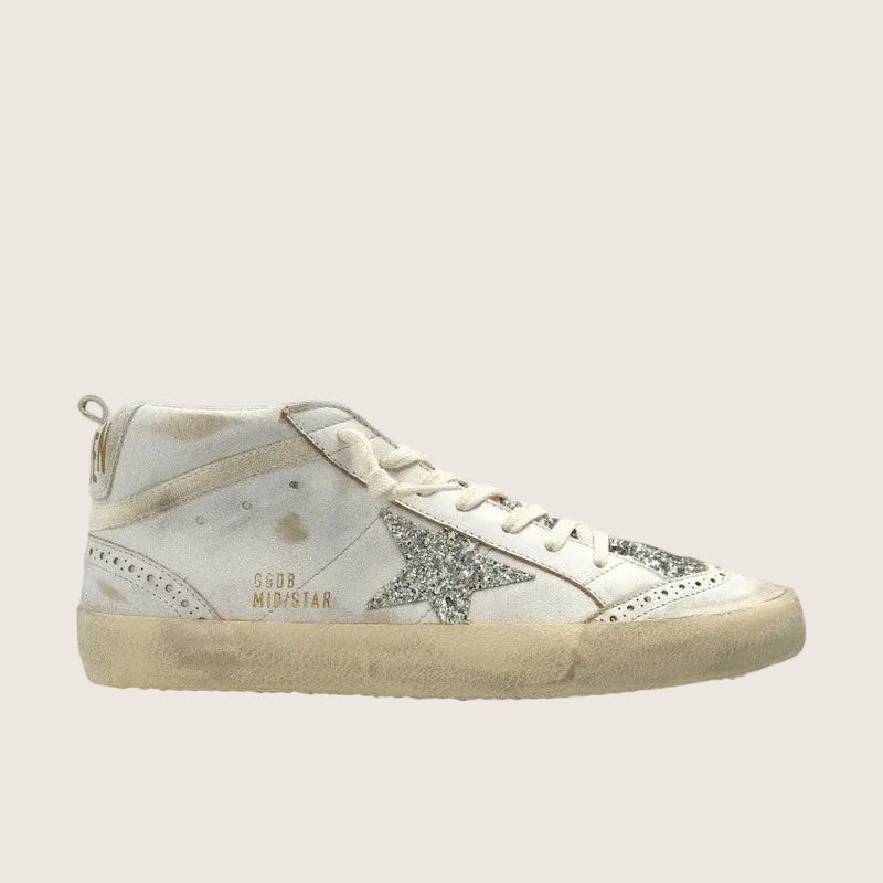 Zapatillas Golden Goose Mid Star Leather Glitter Tongue And Star Mujer