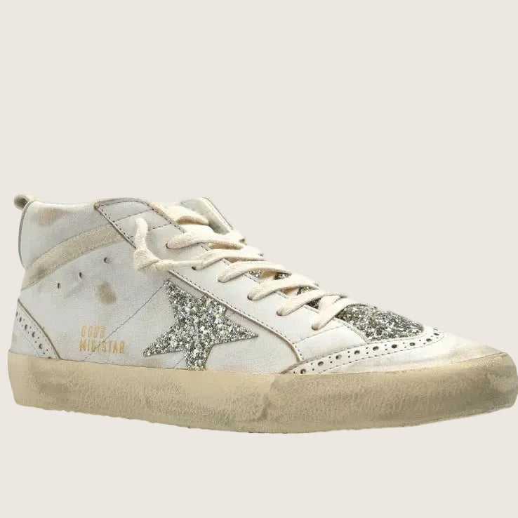 Zapatillas Golden Goose Mid Star Leather Glitter Tongue And Star Mujer