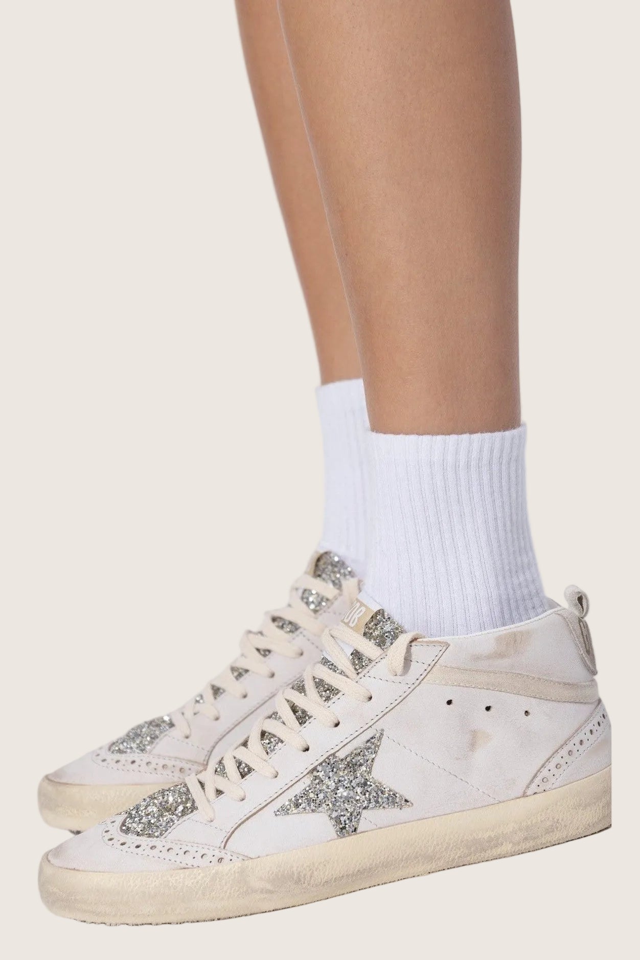 Zapatillas Golden Goose Mid Star Leather Glitter Tongue And Star Mujer