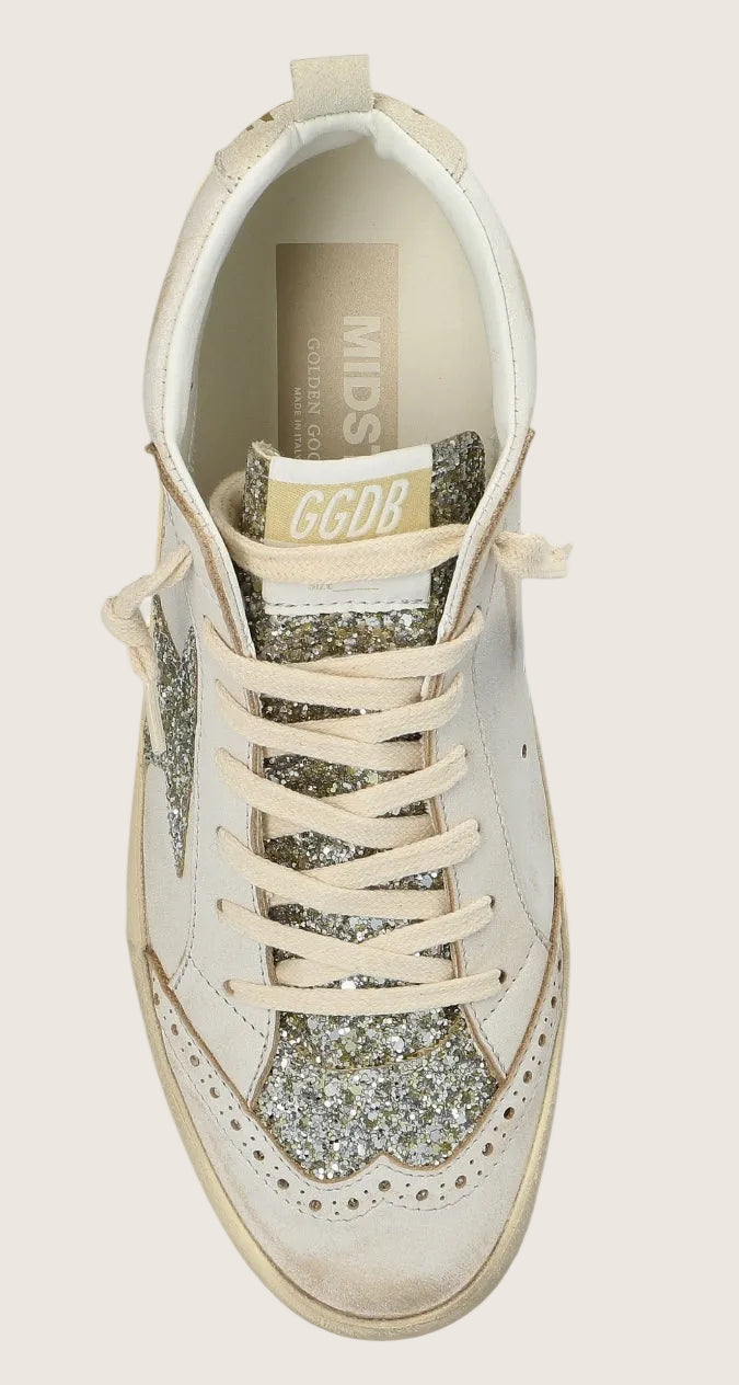 Zapatillas Golden Goose Mid Star Leather Glitter Tongue And Star Mujer