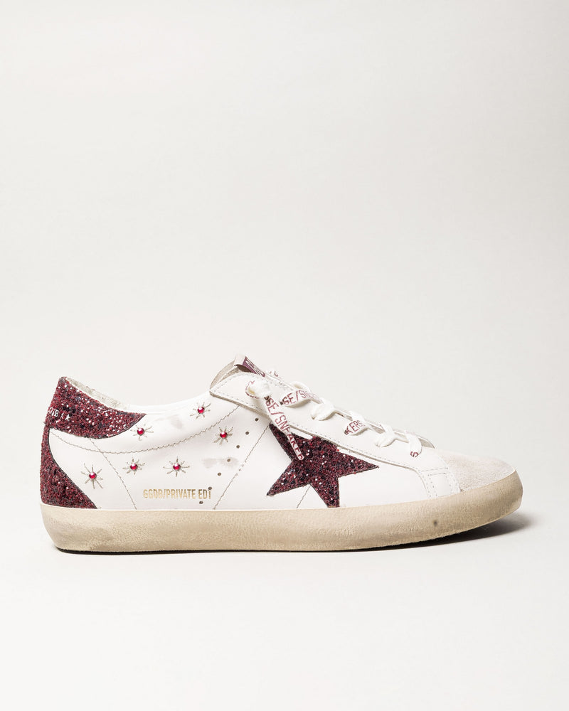 Zapatilla Golden Goose Super Star Leather Embroidery Glitter Star Heel Mujer