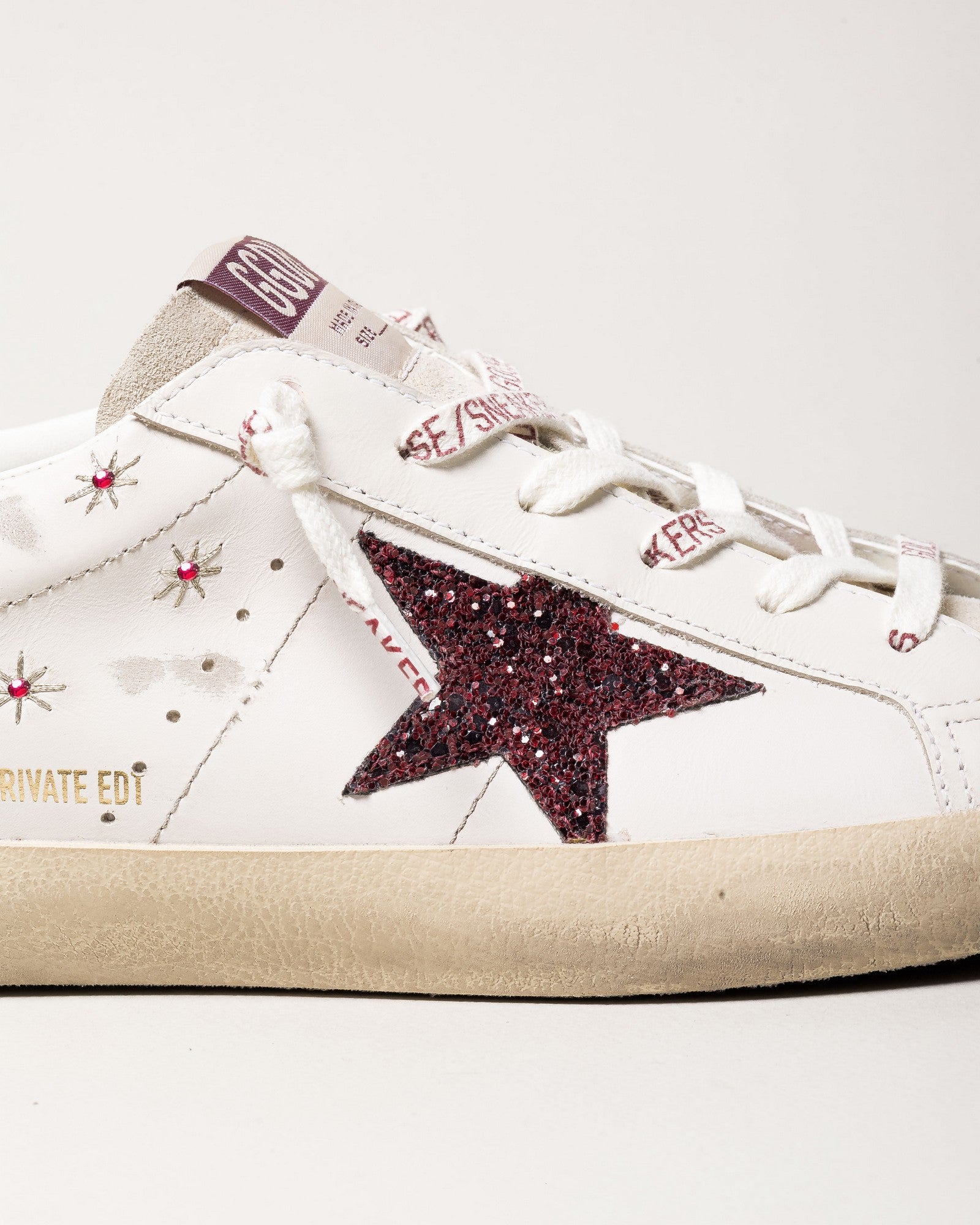 Zapatilla Golden Goose Super Star Leather Embroidery Glitter Star Heel Mujer