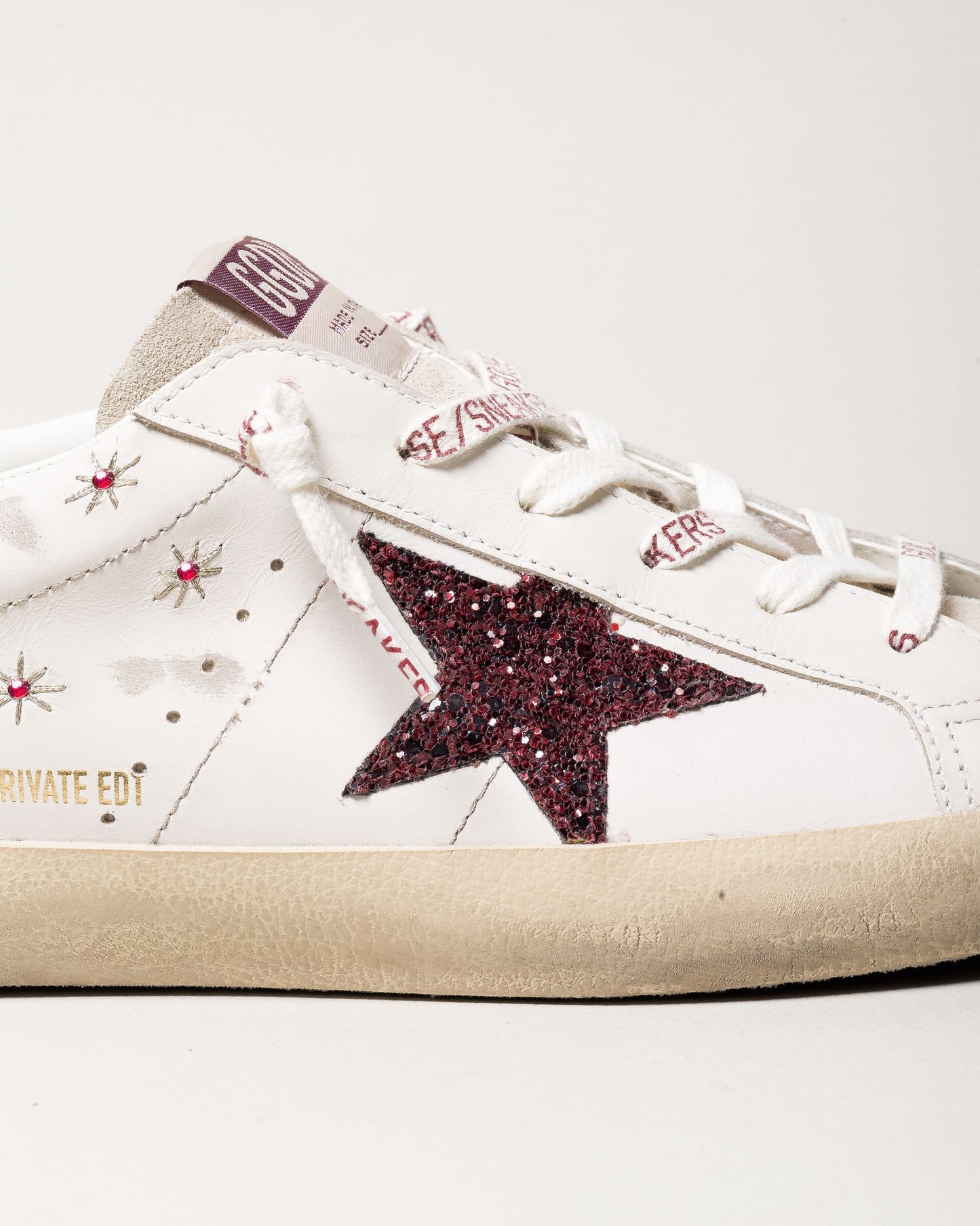 Zapatilla Golden Goose Super Star Leather Embroidery Glitter Star Heel Mujer