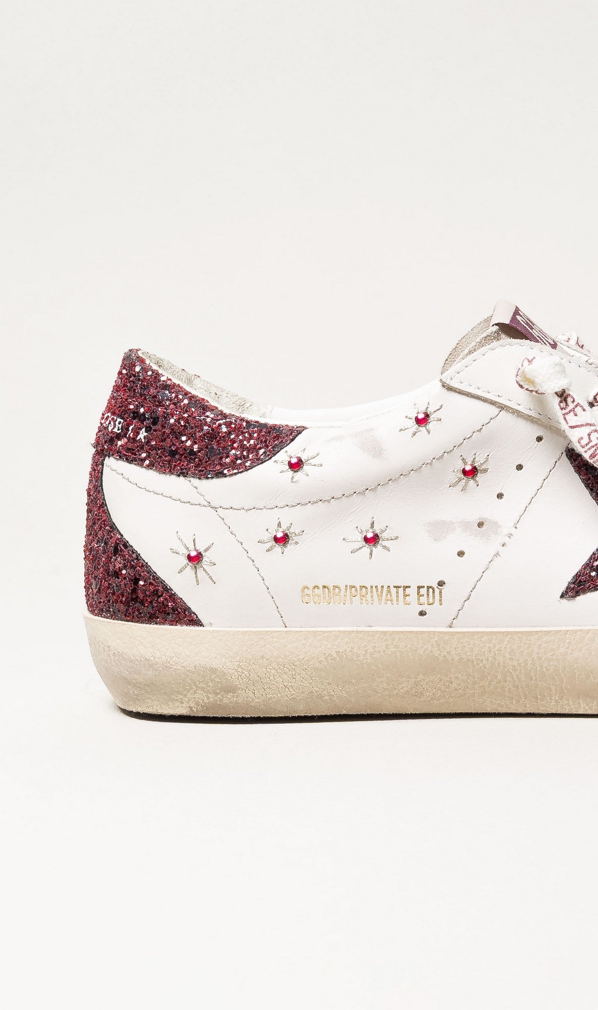 Zapatilla Golden Goose Super Star Leather Embroidery Glitter Star Heel Mujer