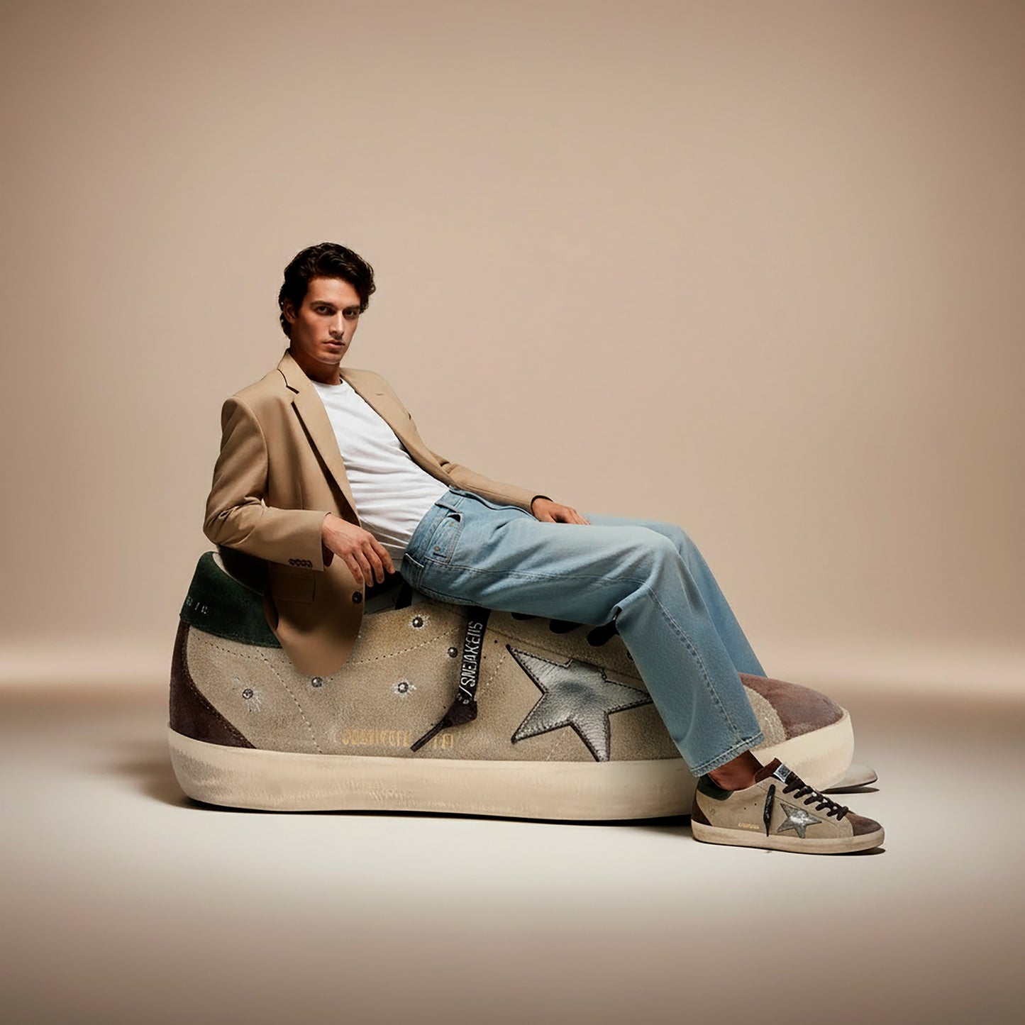 Zapatilla Golden Goose Super Star Suede Embroidery Laminated Star Hombre