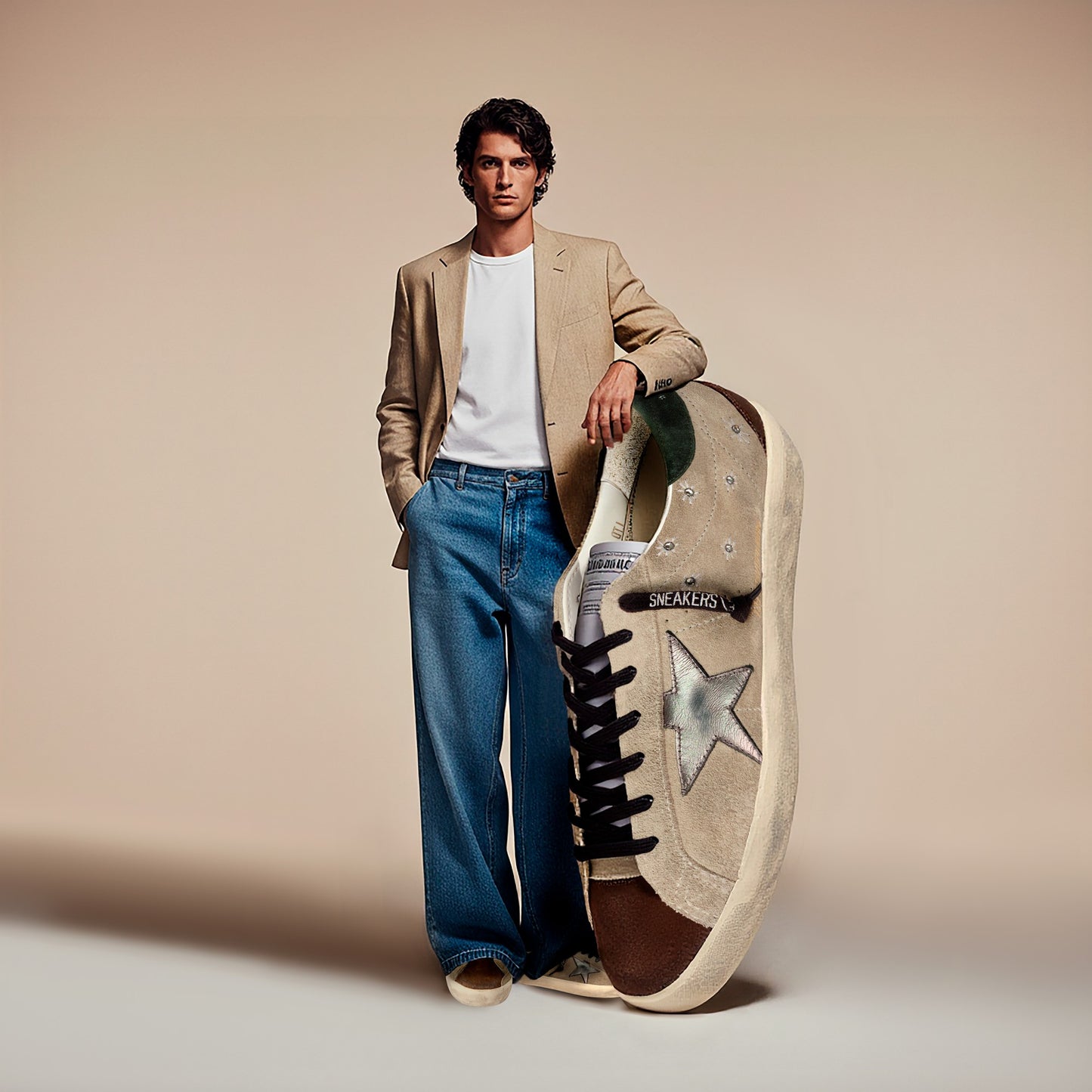 Zapatilla Golden Goose Super Star Suede Embroidery Laminated Star Hombre