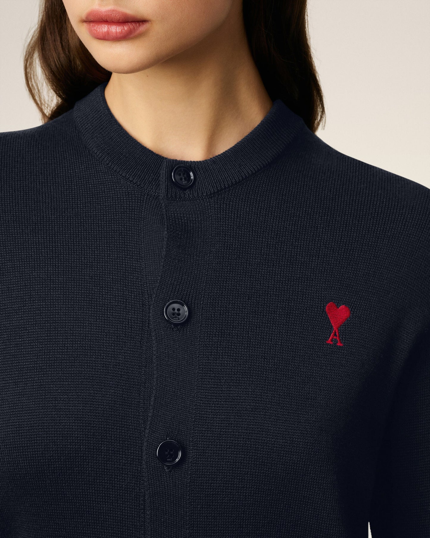 Cardigan Crewneck With Contrasted Ami De Coeur