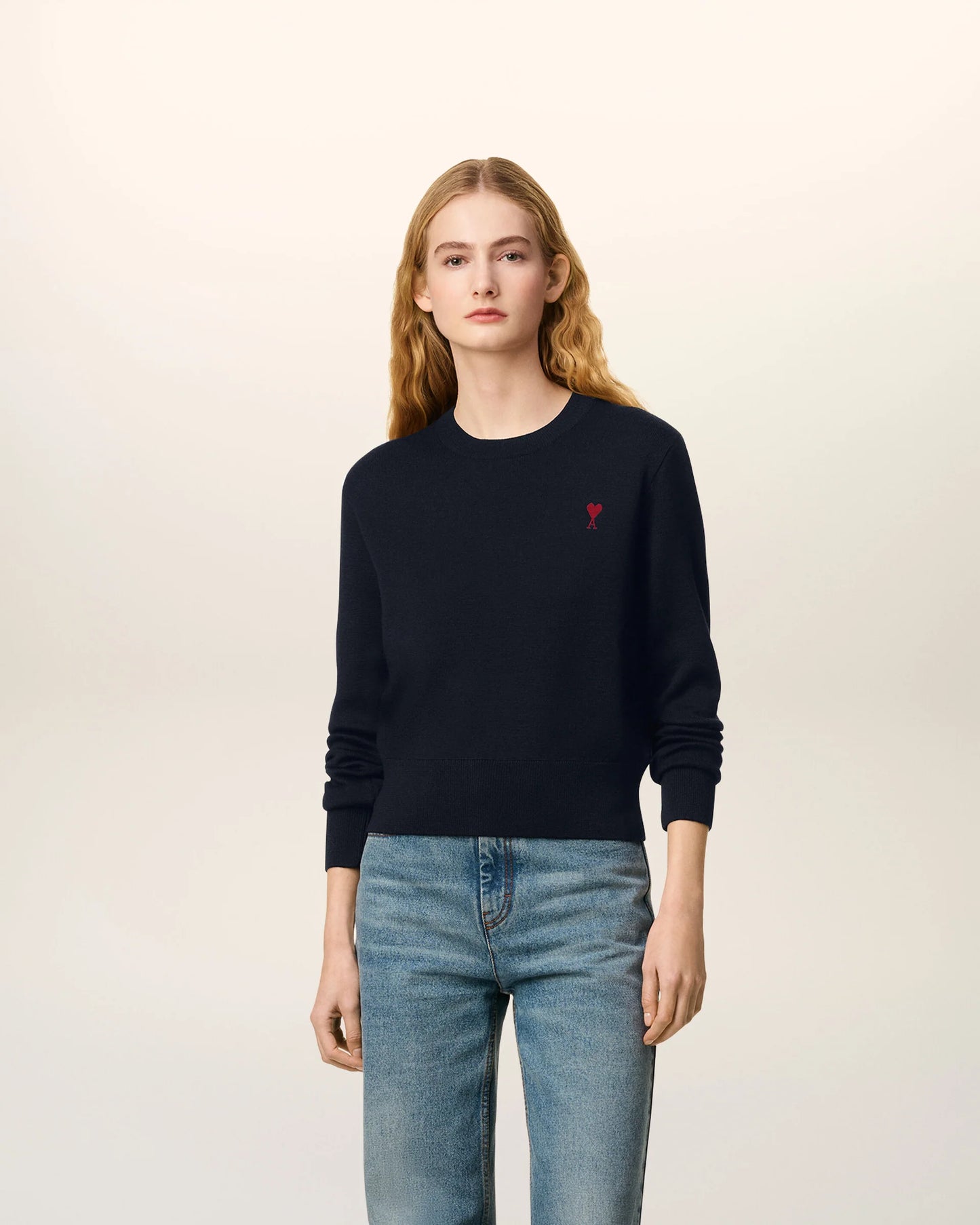 Jersey Crewneck With Contrasted Ami De Coeur