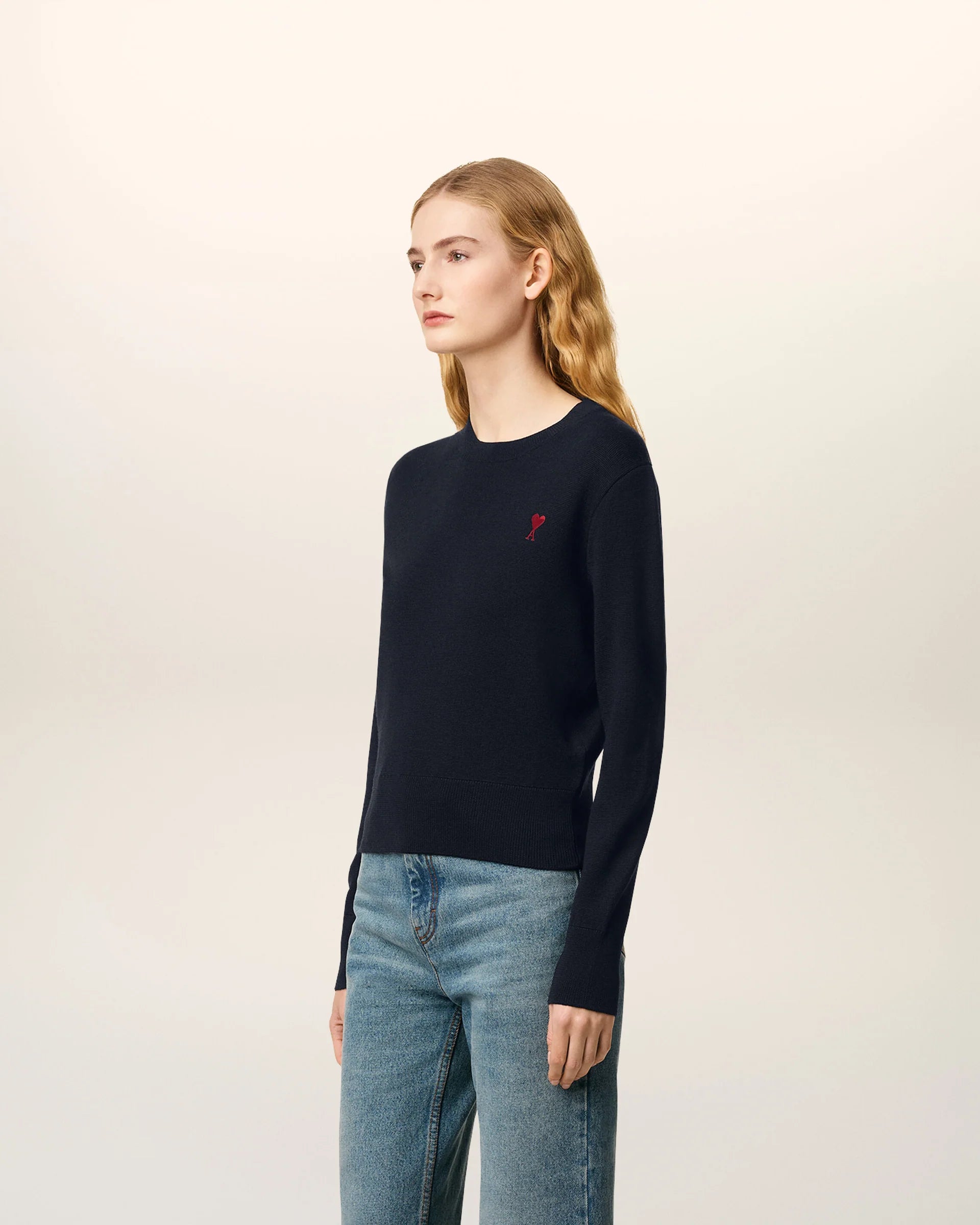 Jersey Crewneck With Contrasted Ami De Coeur