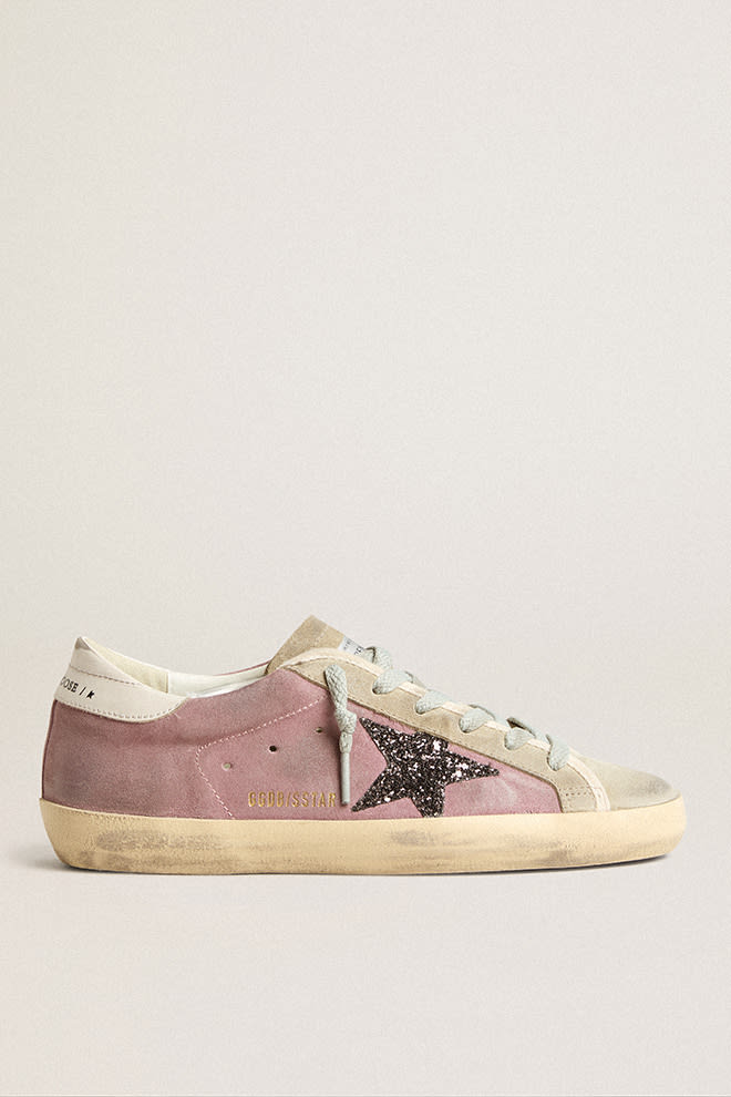 Zapatillas Golden Goose Super Star Suede Glitter Star Leather Heel Mujer
