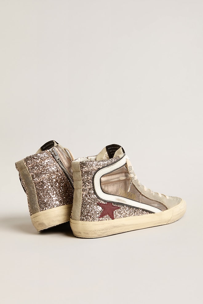 Zapatillas Golden Goose Slide Lamin Glitter Suede Leath Star Wave Mujer