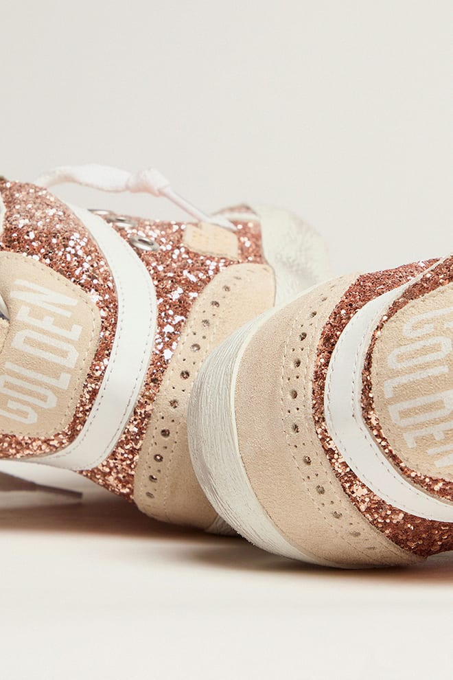 Zapatillas Golden Goose Midstar Glitter Leath Star Wave Suede Spur Mujer
