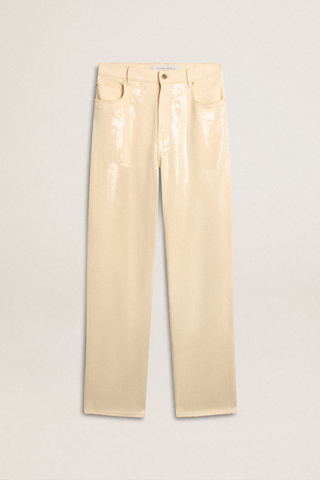 Pantalon Golden Goose Journey Kim Denim Sequins Embroidered Mujer