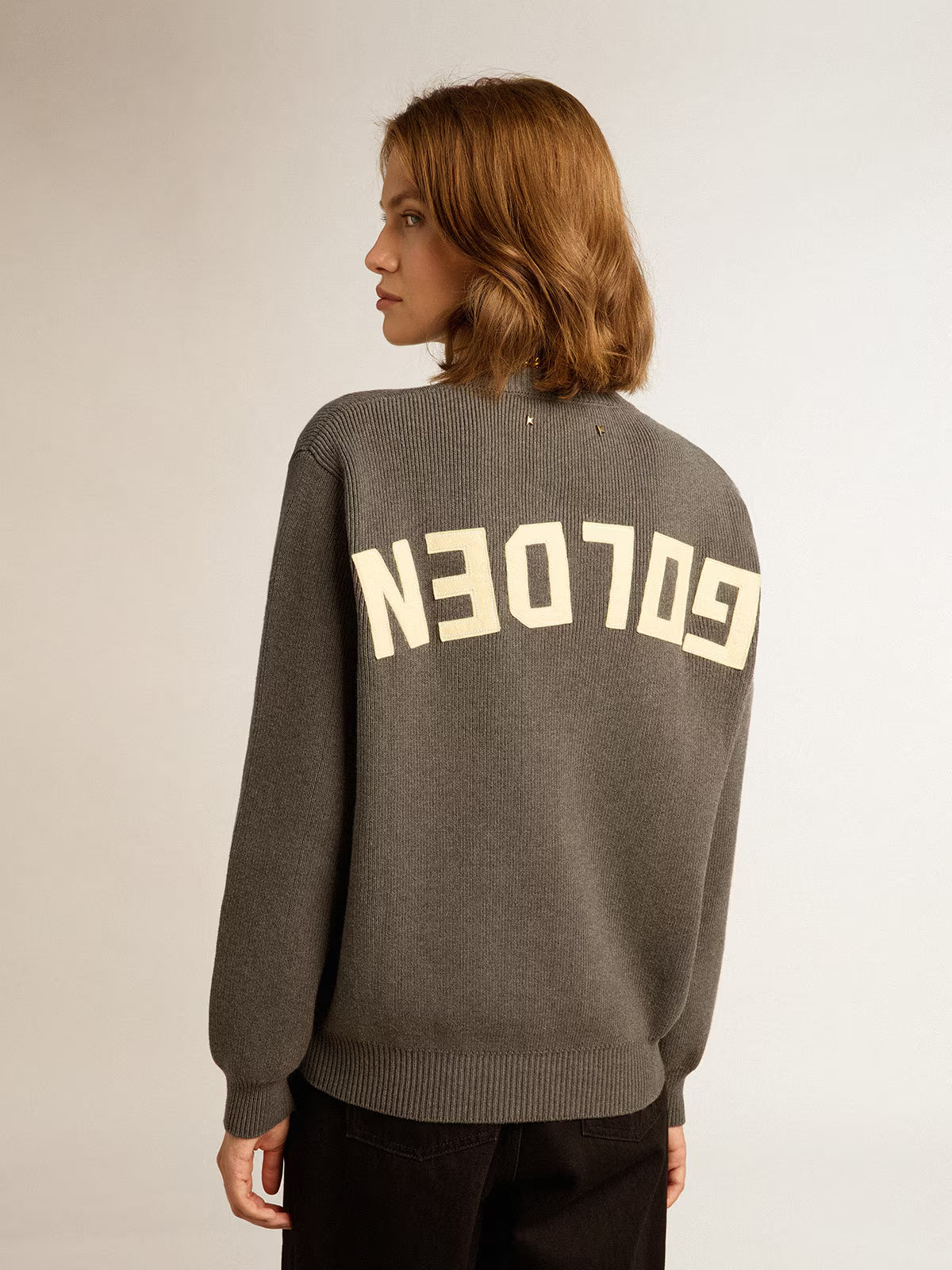 Buzo Golden W Boyfriend Knit Cotton With Logo Mujer