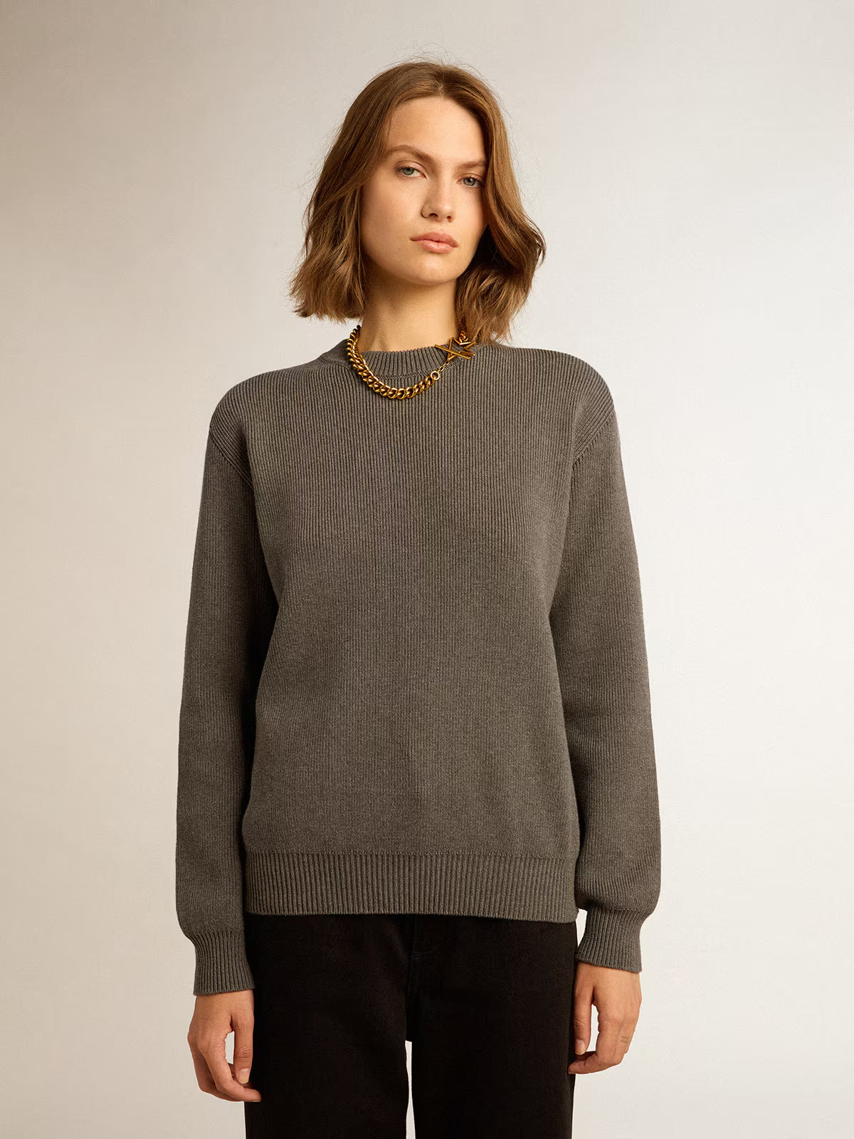 Buzo Golden W Boyfriend Knit Cotton With Logo Mujer