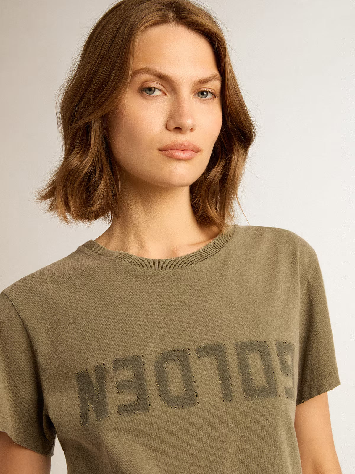 Camiseta Golden W Slim Dist Cotton Jersey With Logo Mujer