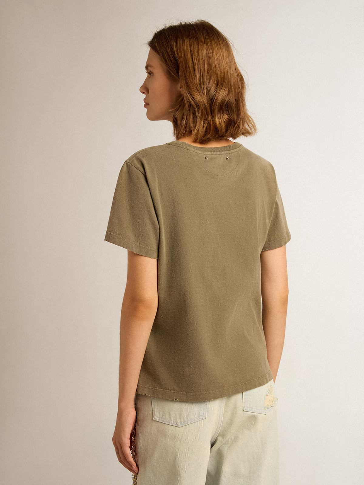 Camiseta Golden W Slim Dist Cotton Jersey With Logo Mujer