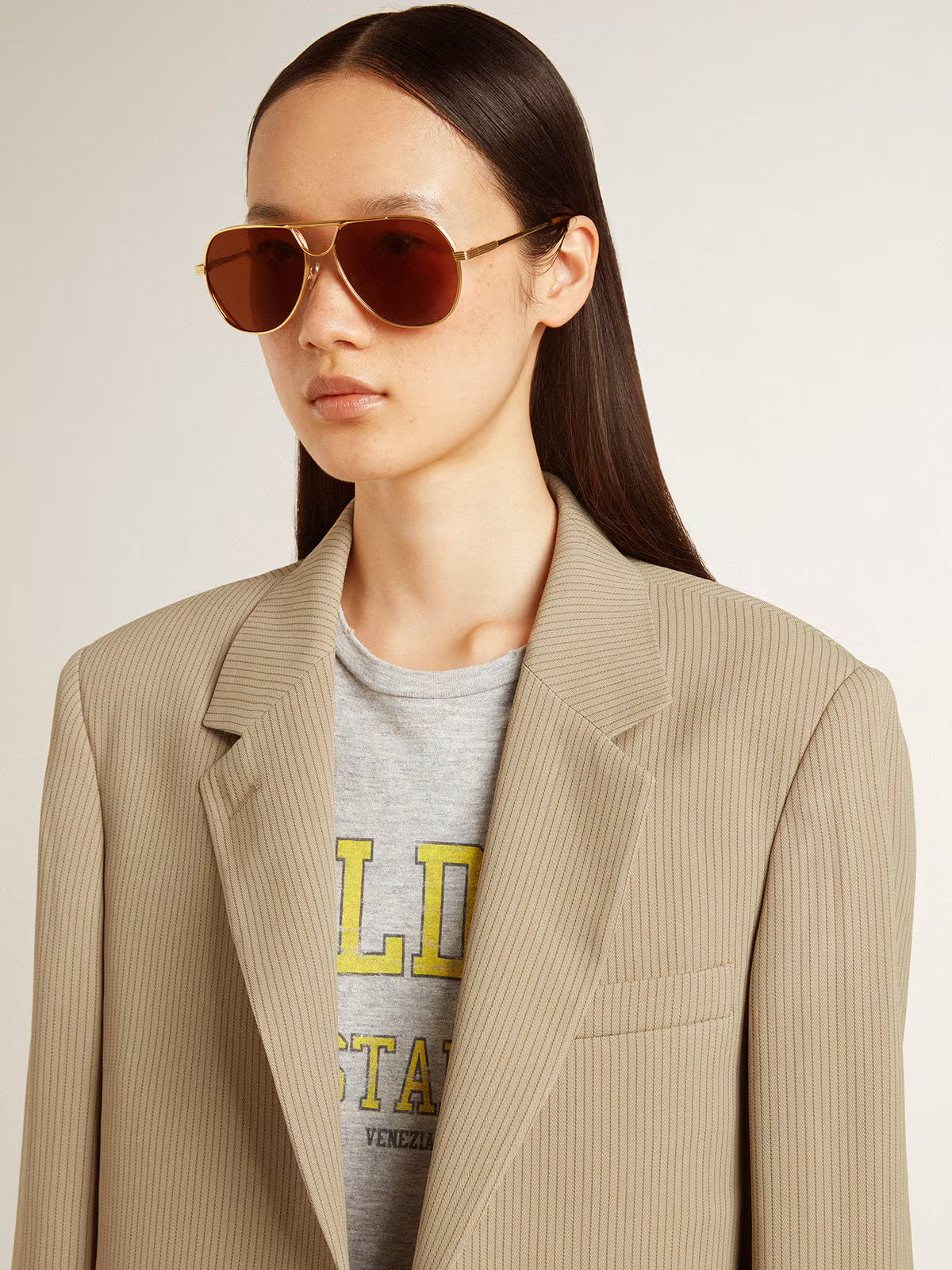 Chaqueta Journey Over Maia Pinstripe Blend Viscose Mujer