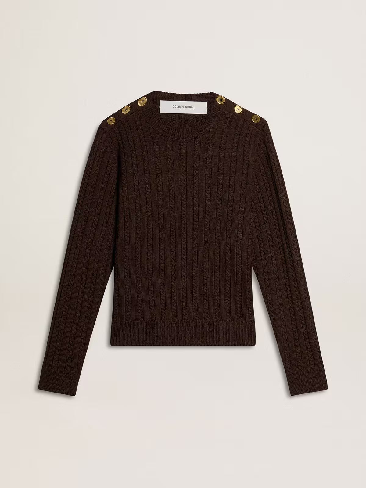 Buzo Journey Knit Shoulder Botton Wool Cable Mujer