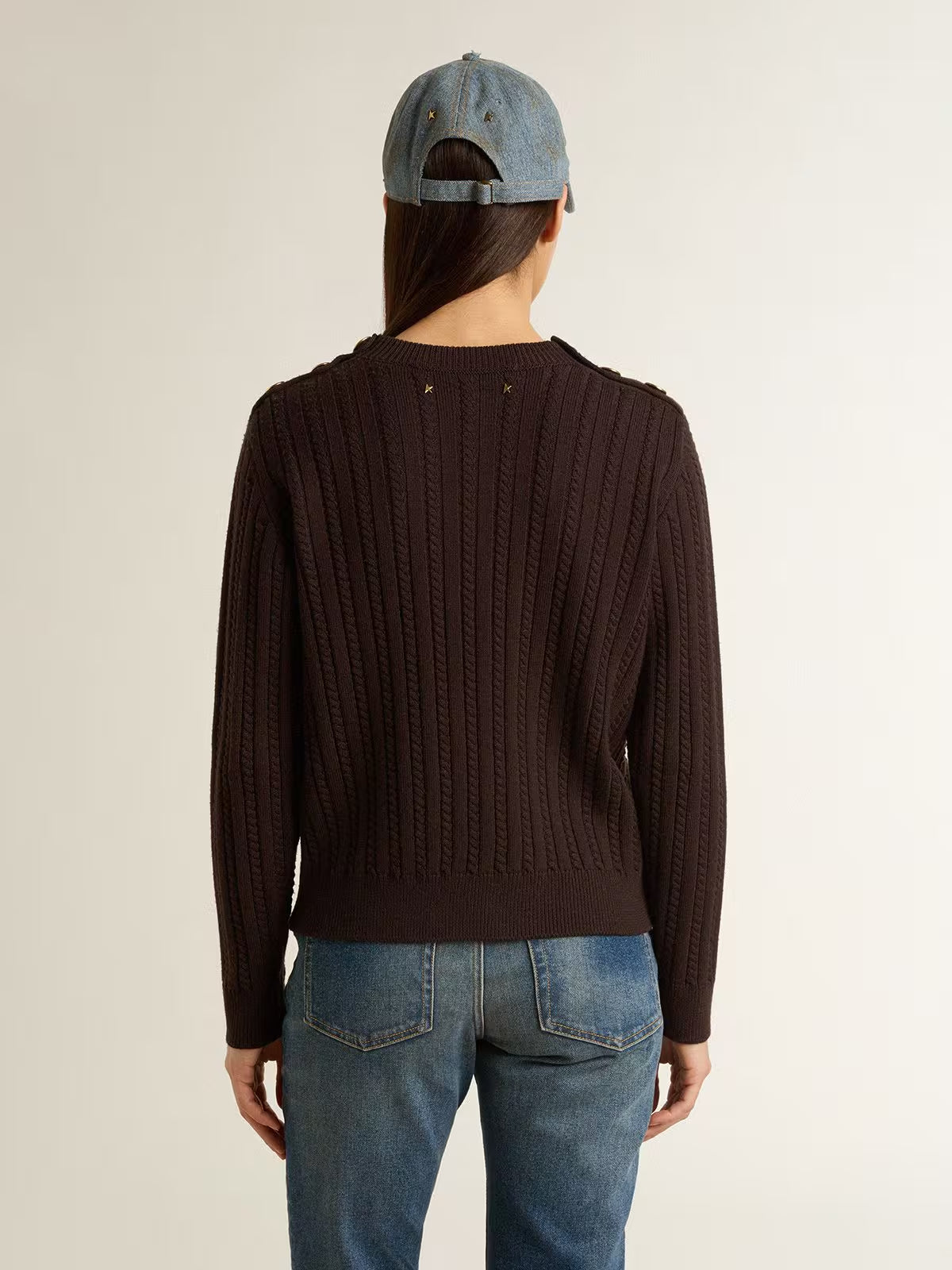 Buzo Journey Knit Shoulder Botton Wool Cable Mujer