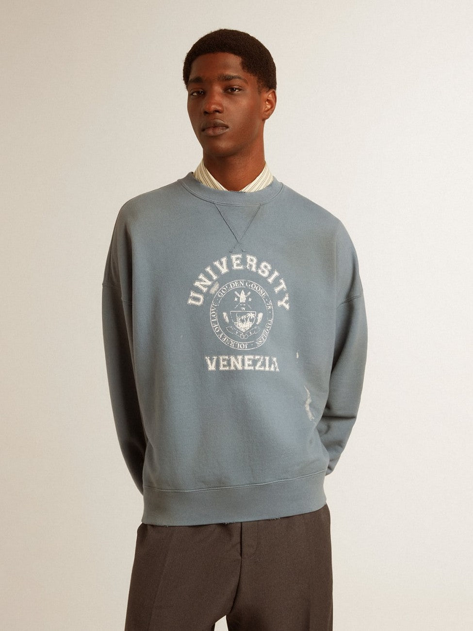 Buzo Journey Mujer Crew Neck Vintage College Print