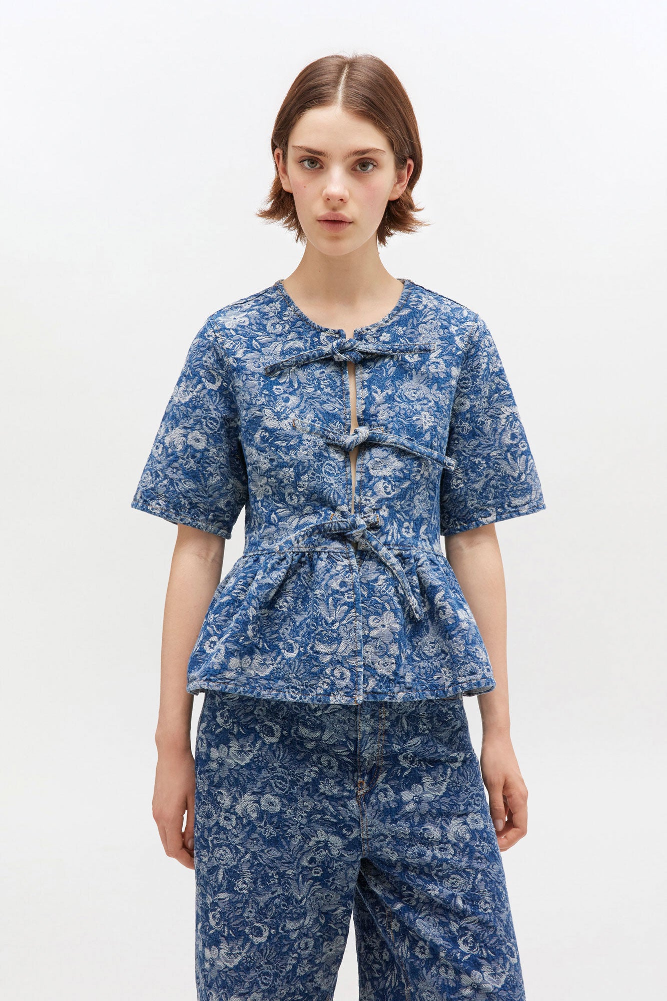 Blusa Pepplum Denim Tapestry