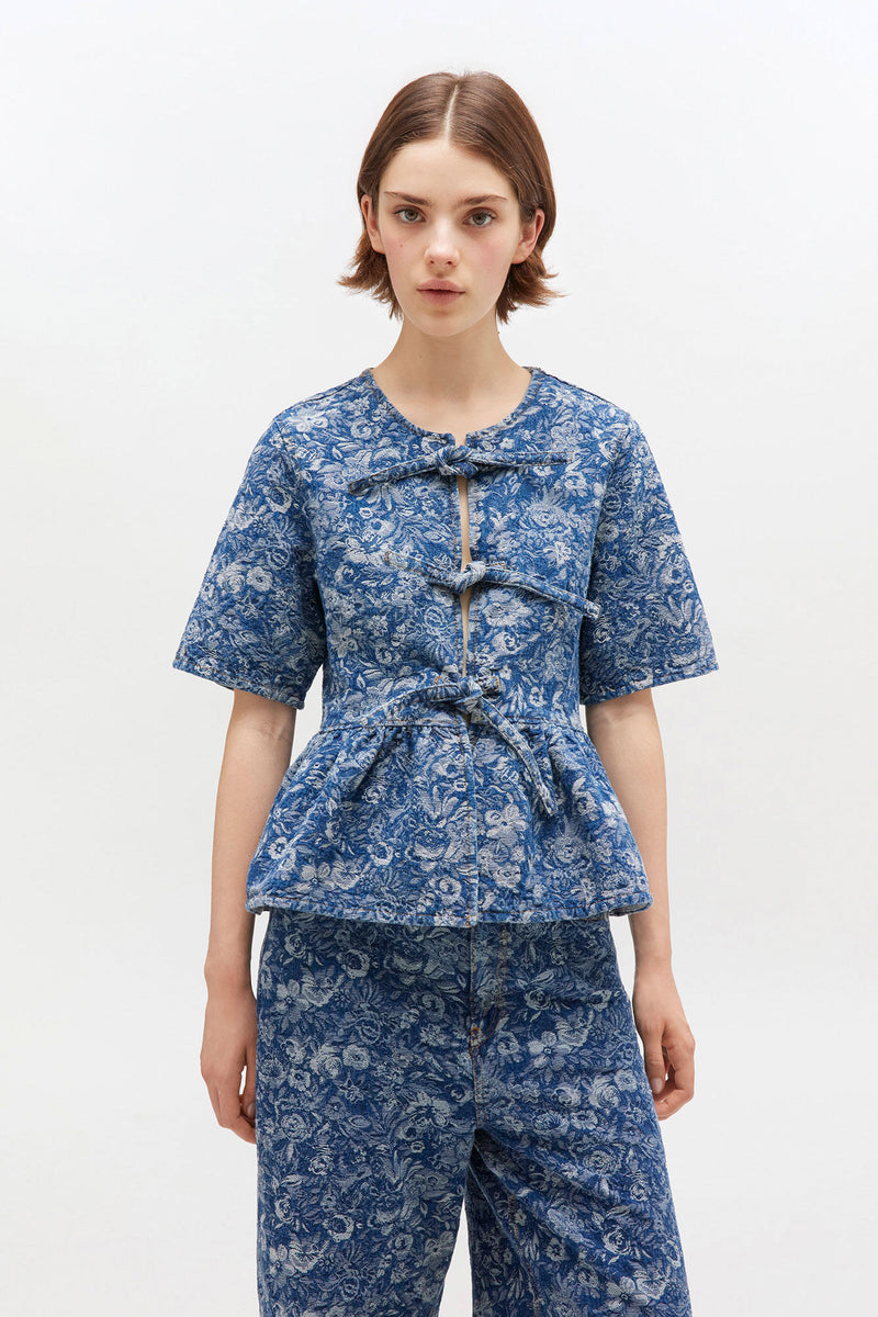 Blusa Pepplum Denim Tapestry