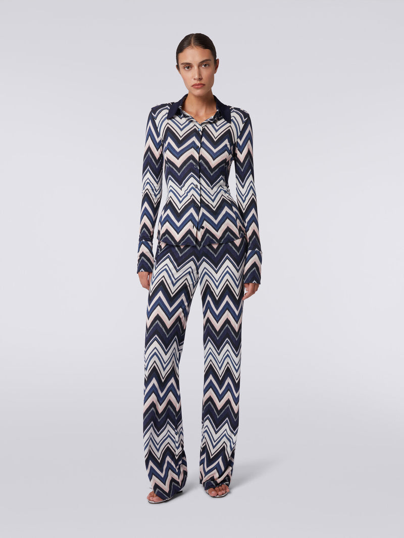 Camisa De Viscosa Con Estampado Zigzag