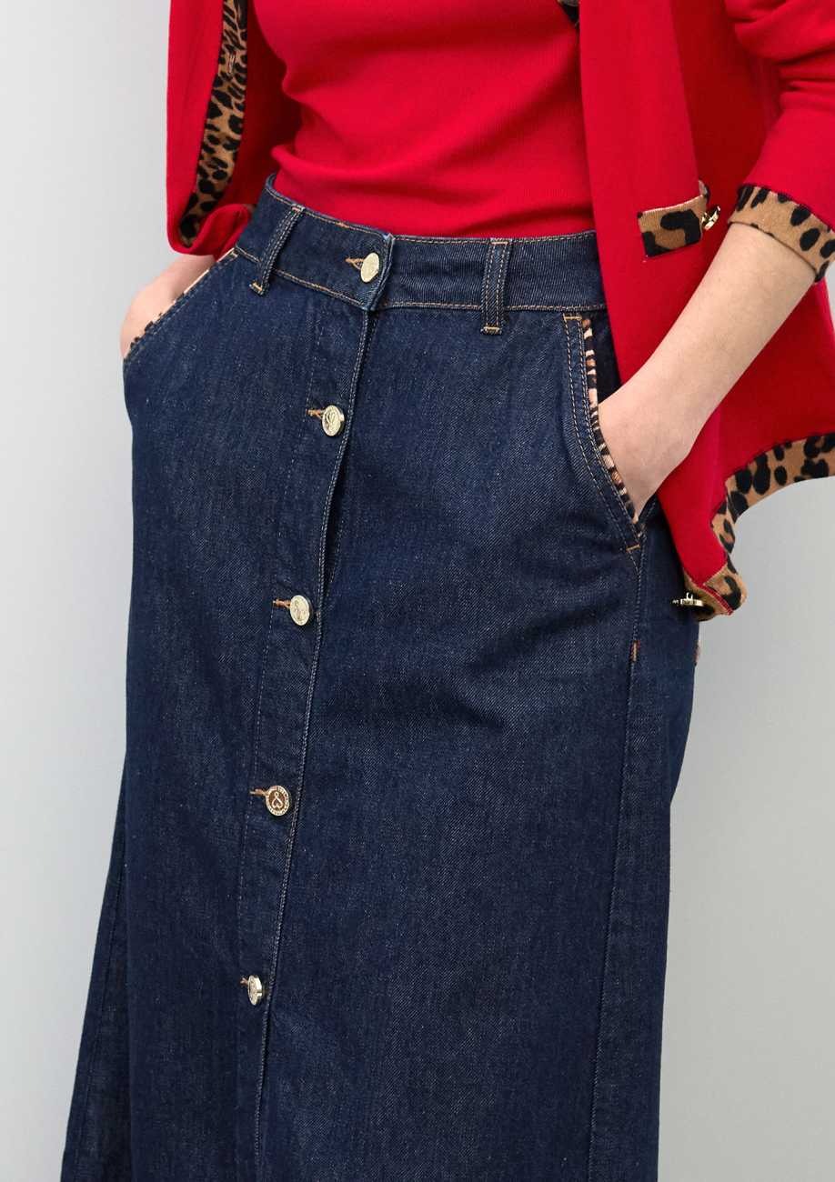 Maxi Falda Denim con detalles en leopardo