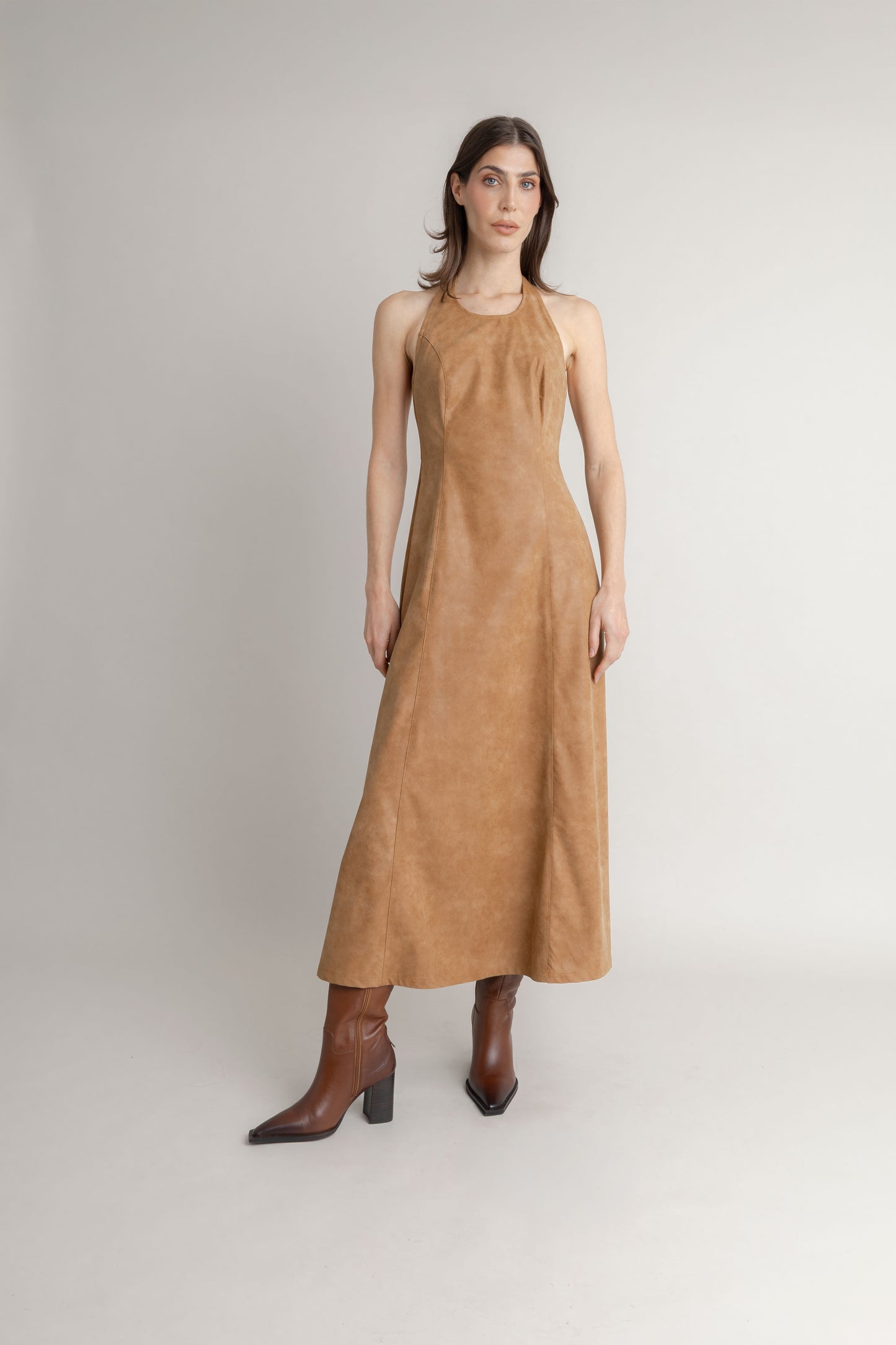 Maxi Vestido En Cuerina