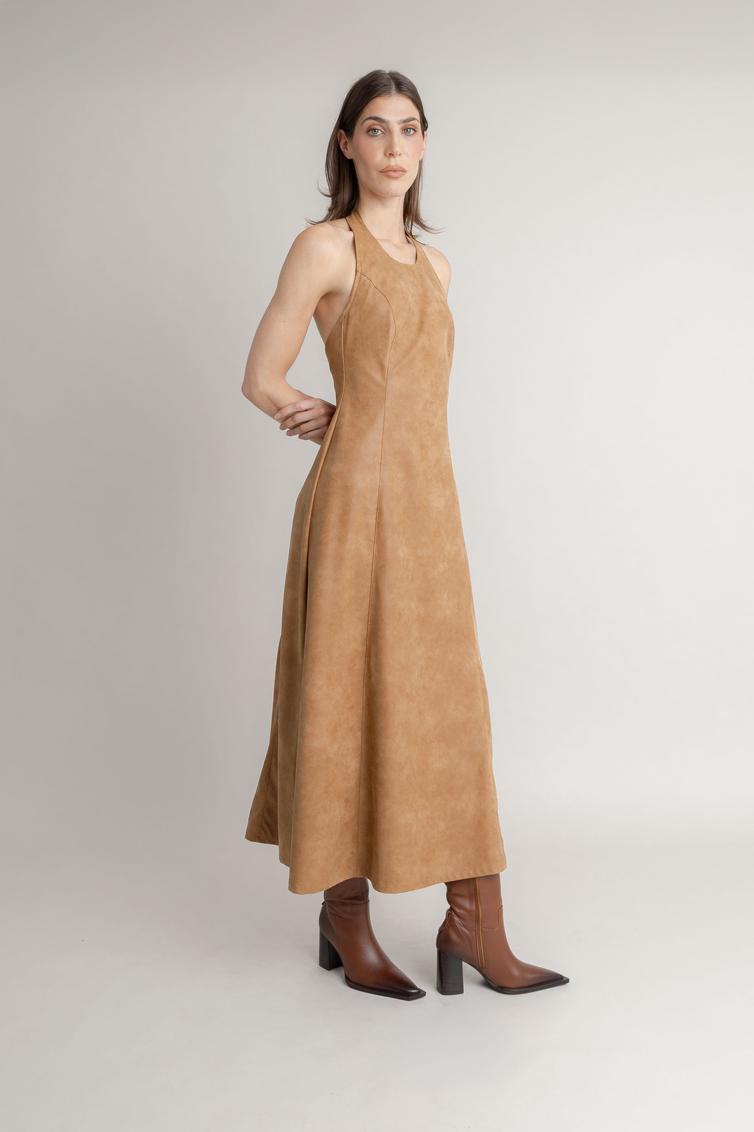 Maxi Vestido En Cuerina