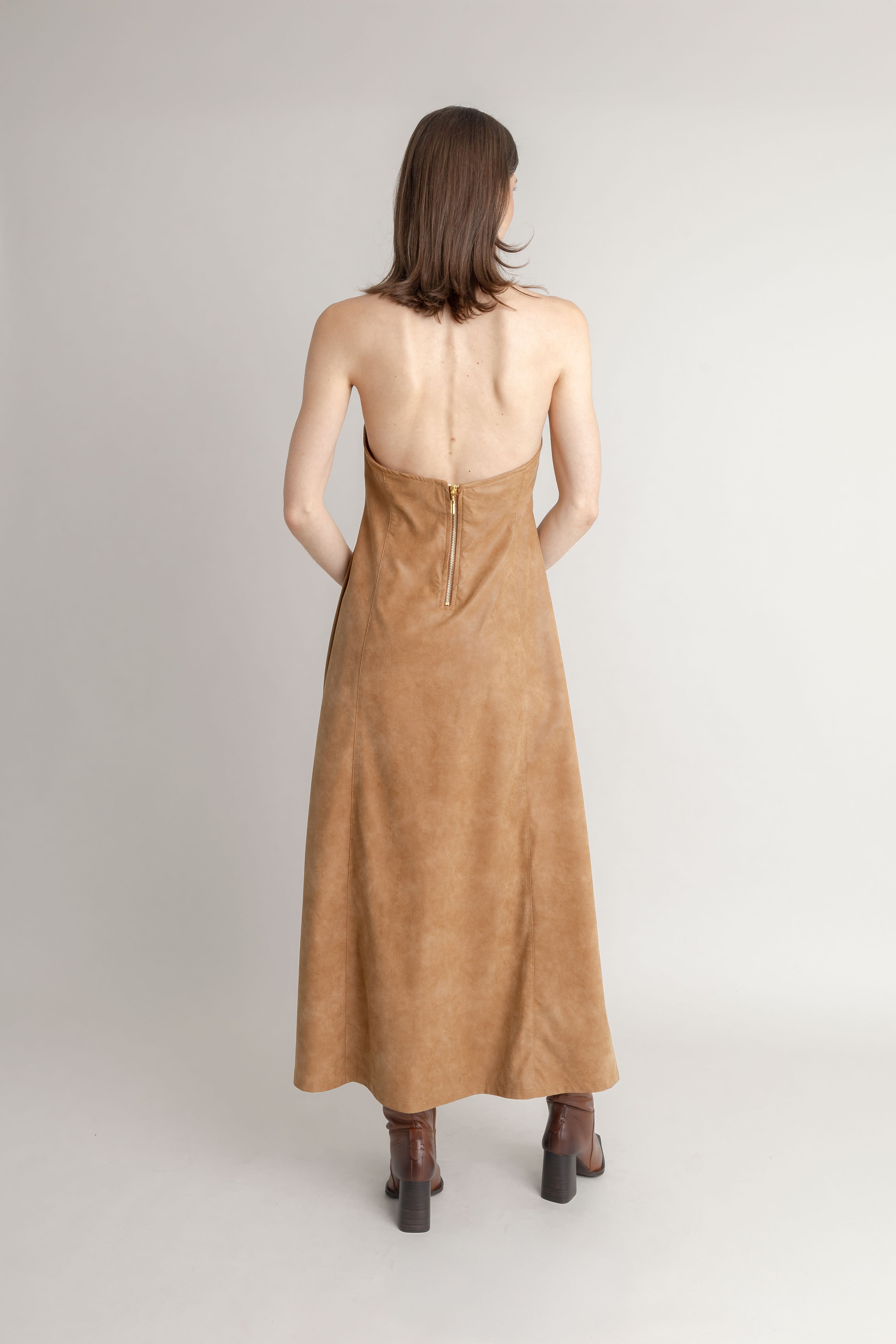 Maxi Vestido En Cuerina