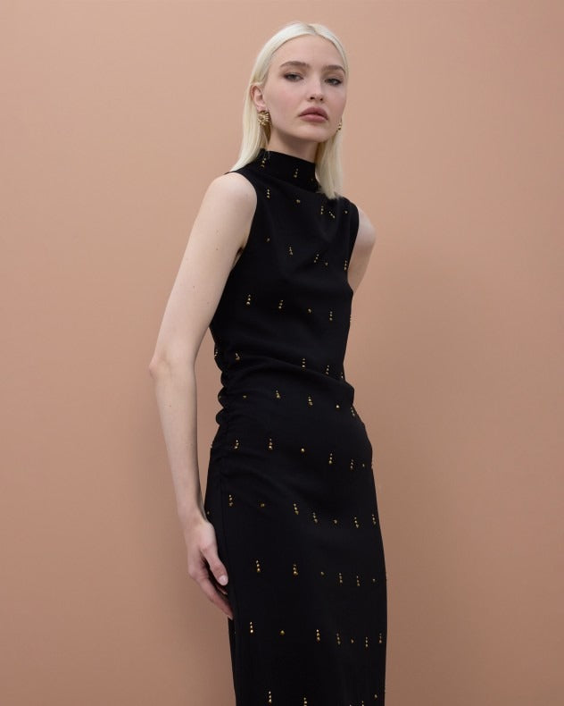 Midi vestido Sleeveless With Stone Detail