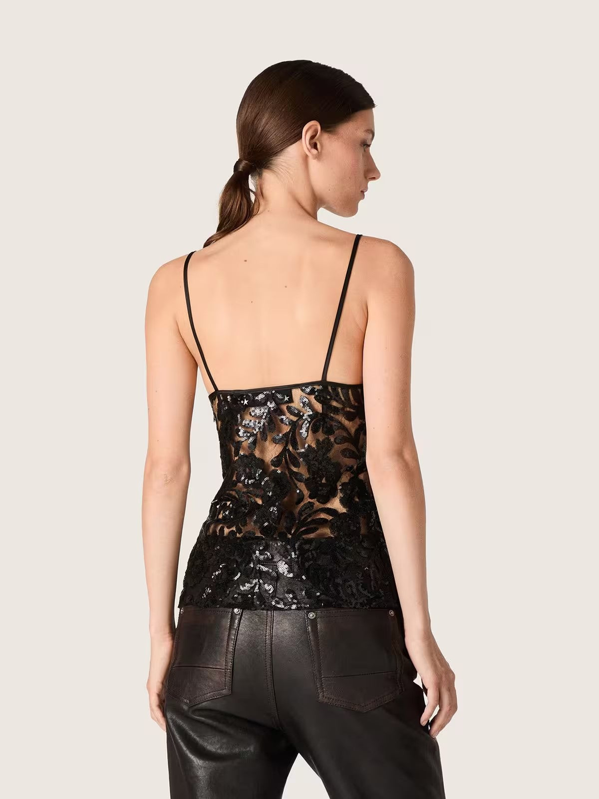 Top Lace Paillettes Journey Golden Goose Mujer