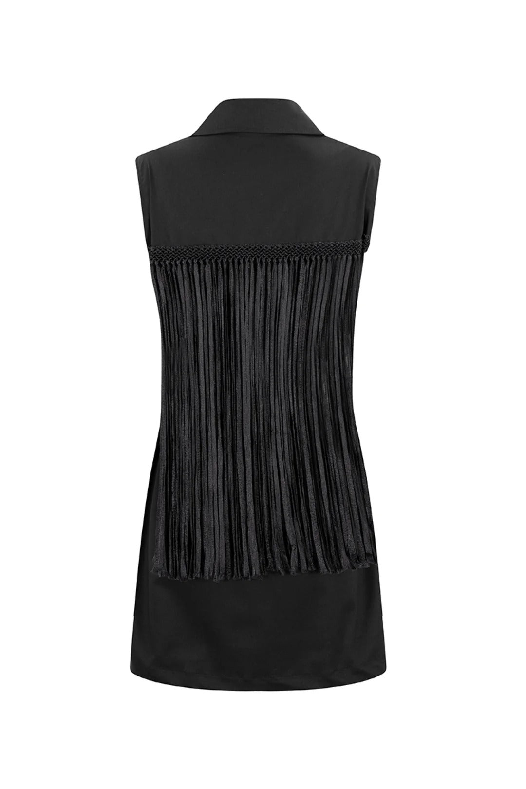 Macrame Sahariana Cotton Dress Black