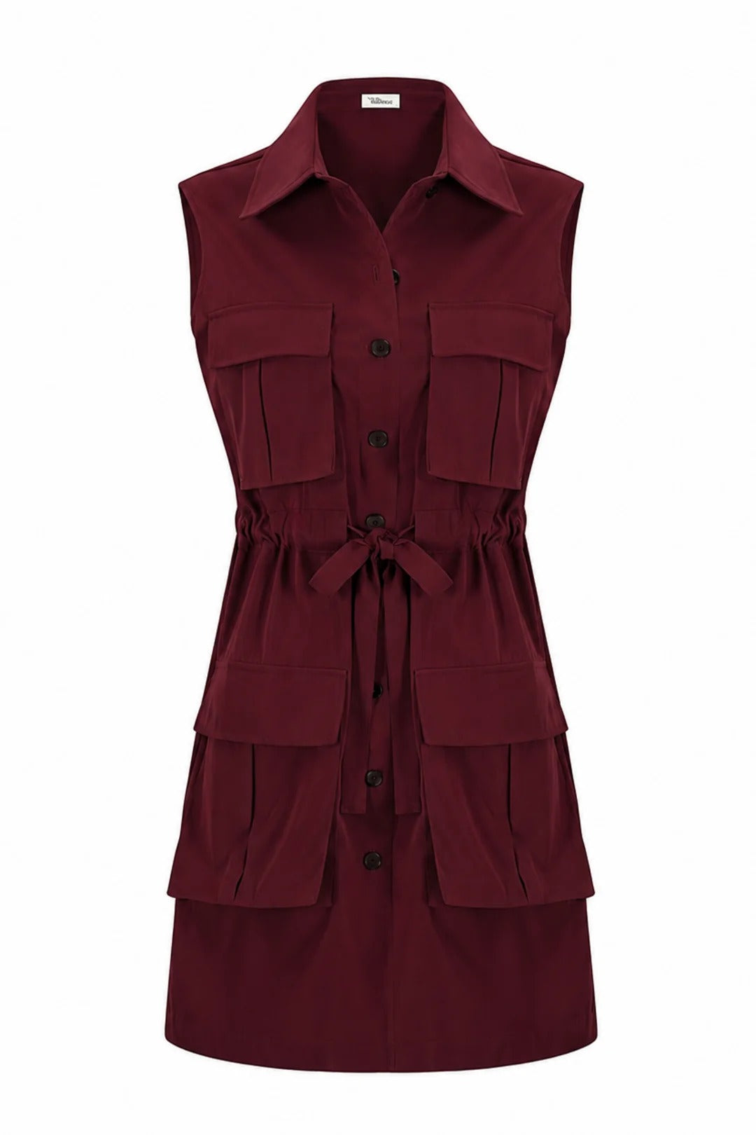 Macrame Sahariana Cotton Dress Red Wine