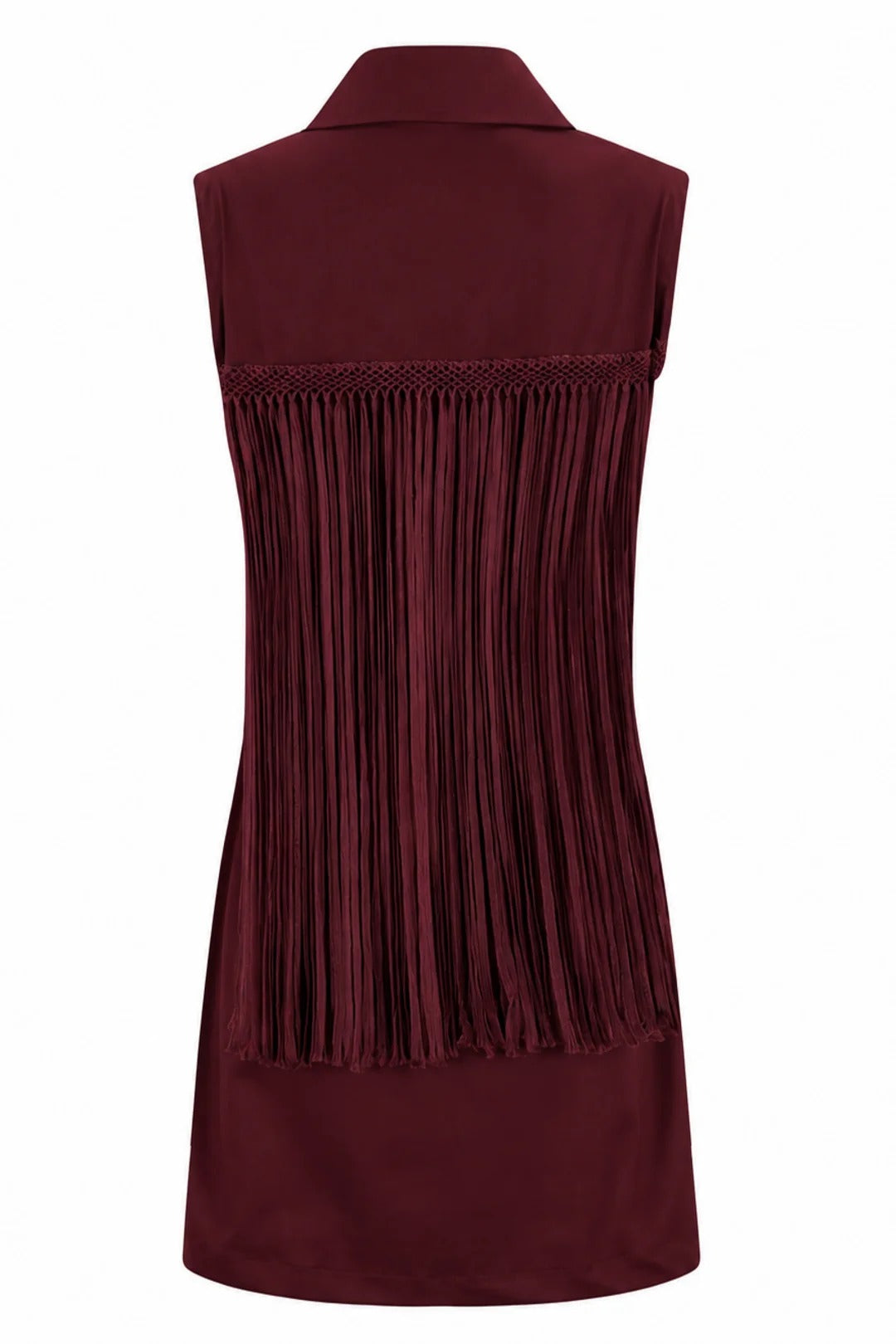 Macrame Sahariana Cotton Dress Red Wine
