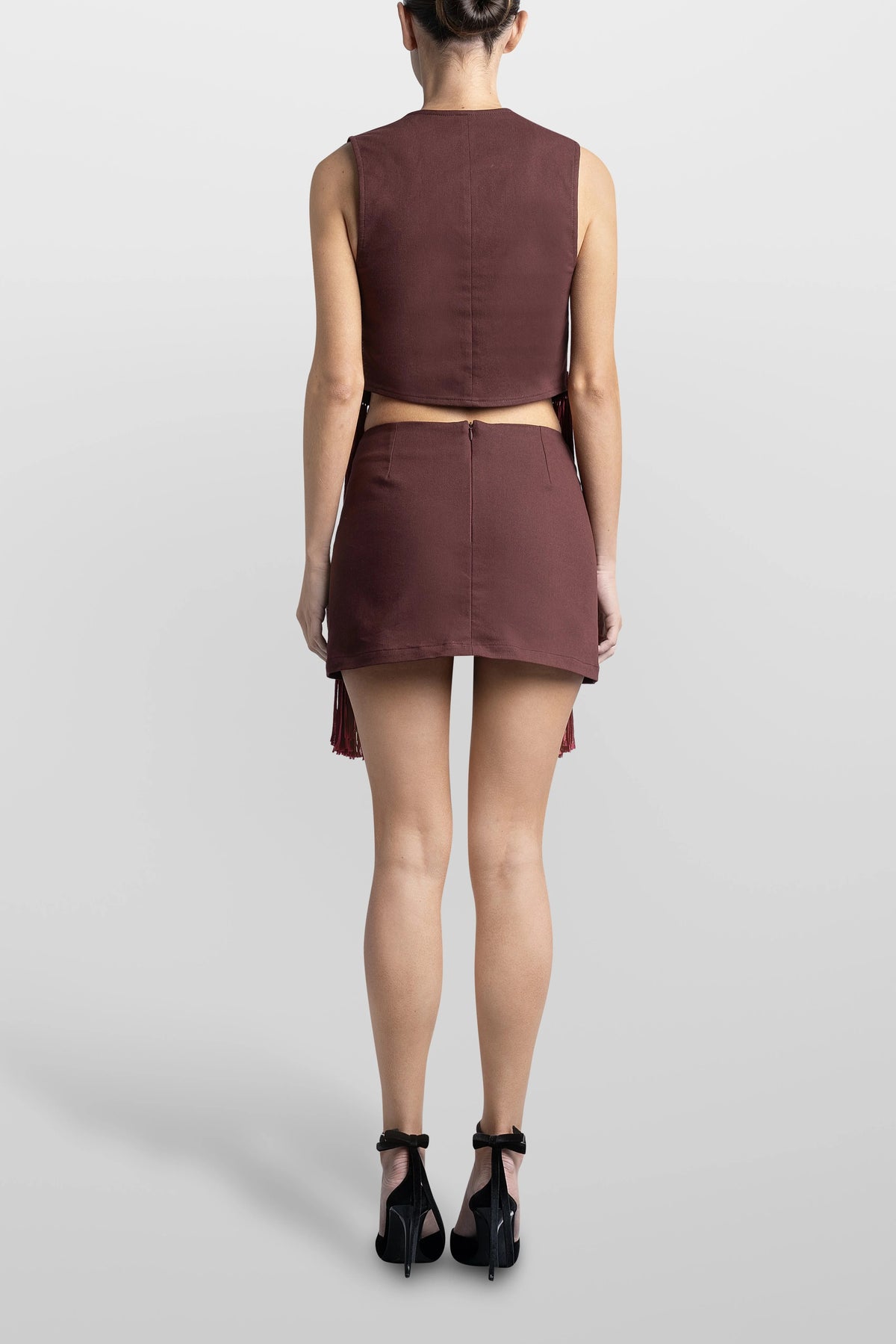 Macrame Drill Gillet Top Red Wine